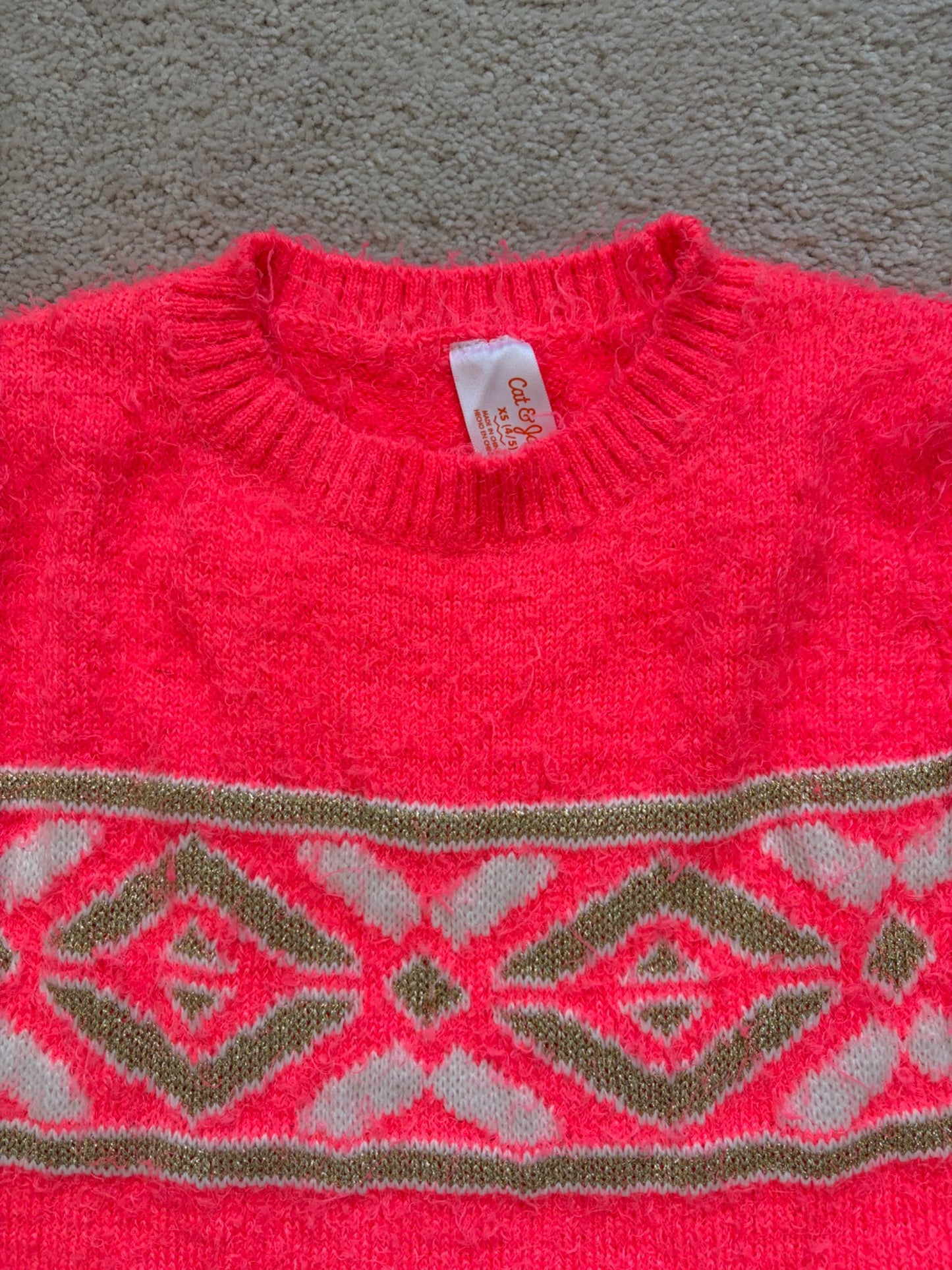 Neon Pink Sweater, 4T, Cat & Jack, Kids 4/4T
