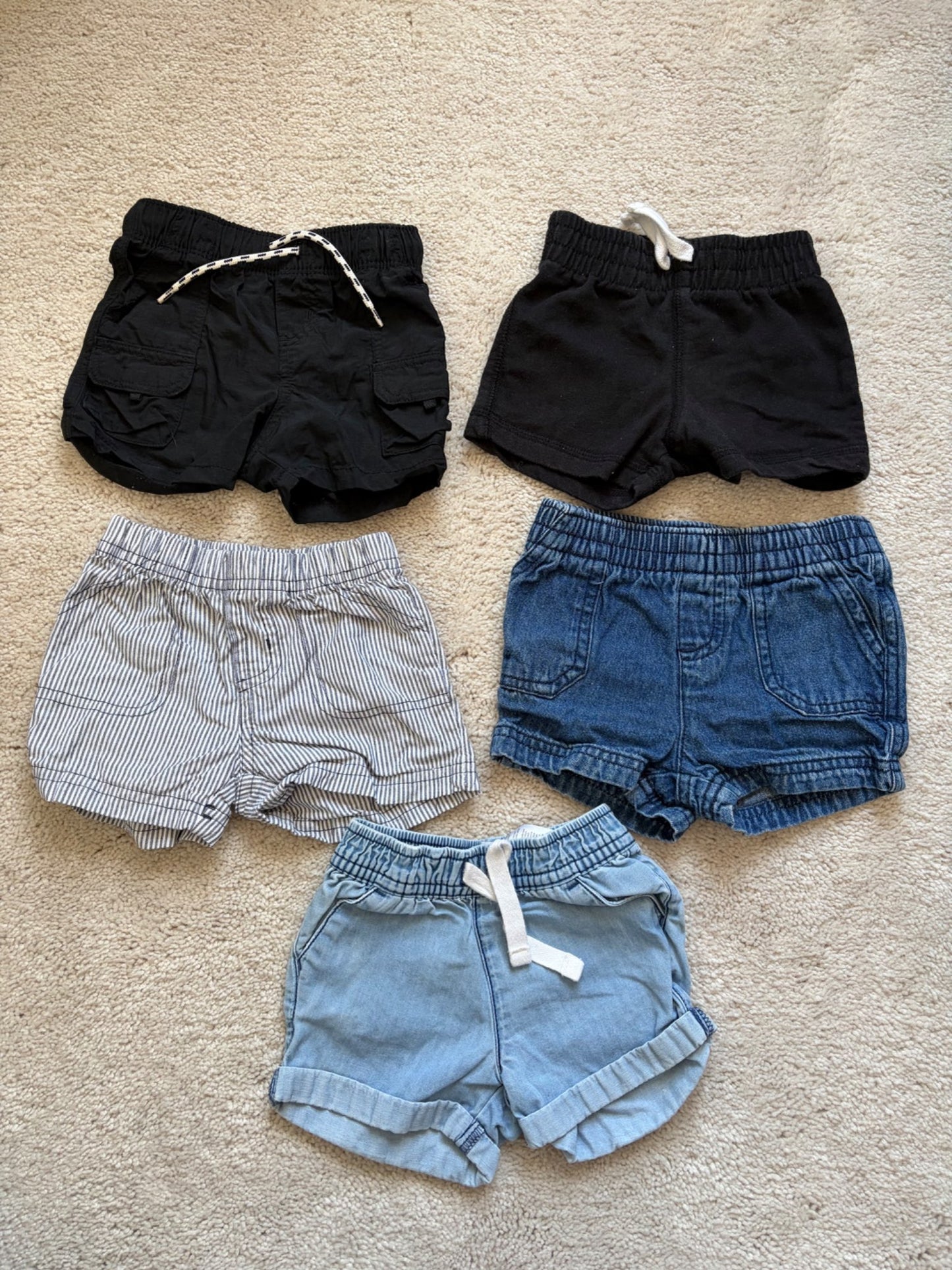 Shorts Bundle (5), 3-9m, Neutral Colors, Kids 9 Month (6-9M)