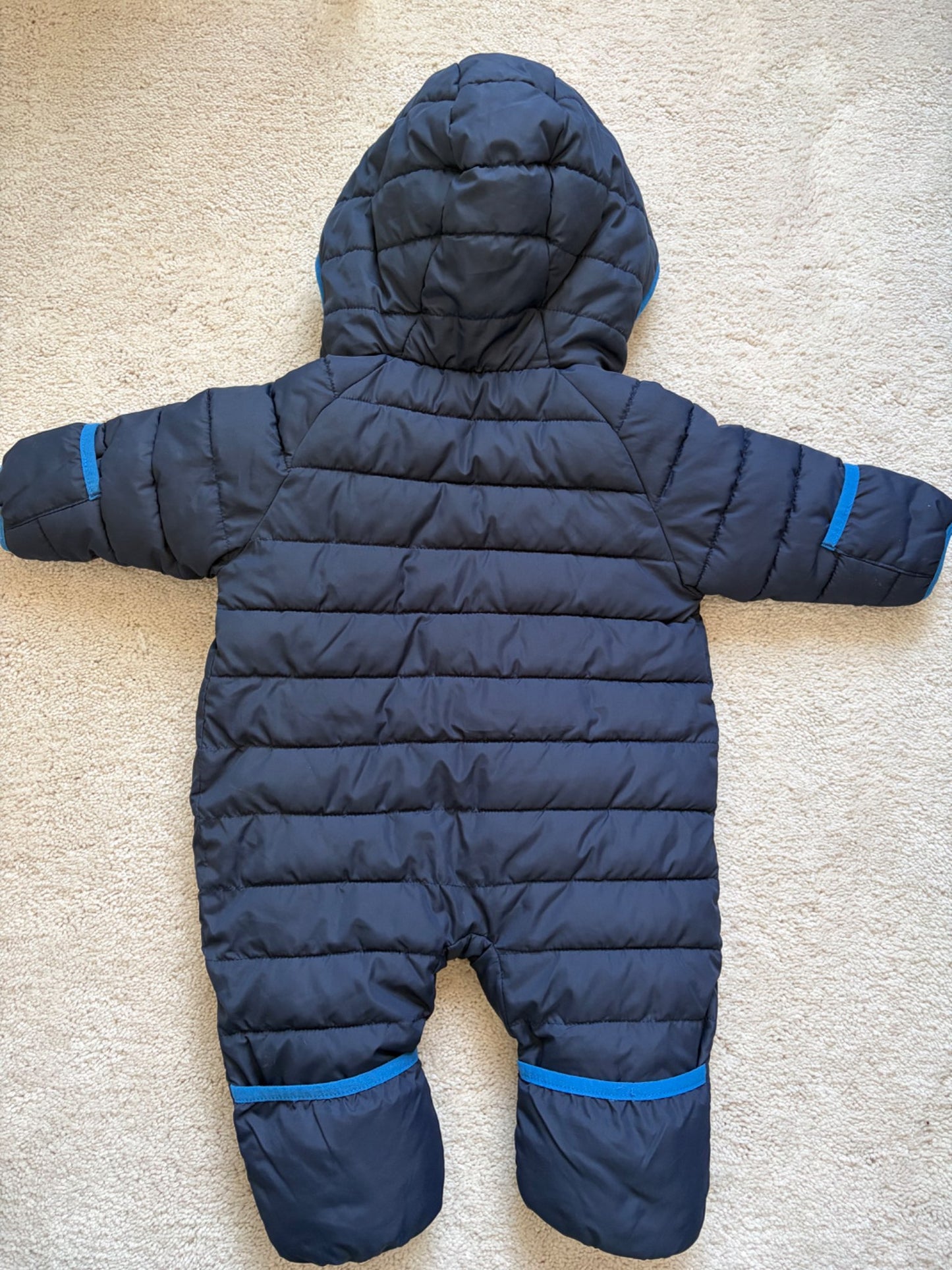 Nike Baby Fleece Lined Puffer Bunting Suit, 6-9m, Blue, MSRP $180!, Kids 9 Month (6-9M)