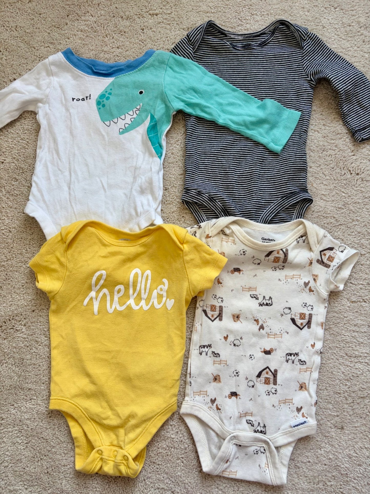 Assorted Onesie Bundle, 0-3m, Gerber, George, Kids 3 Month (0-3M)