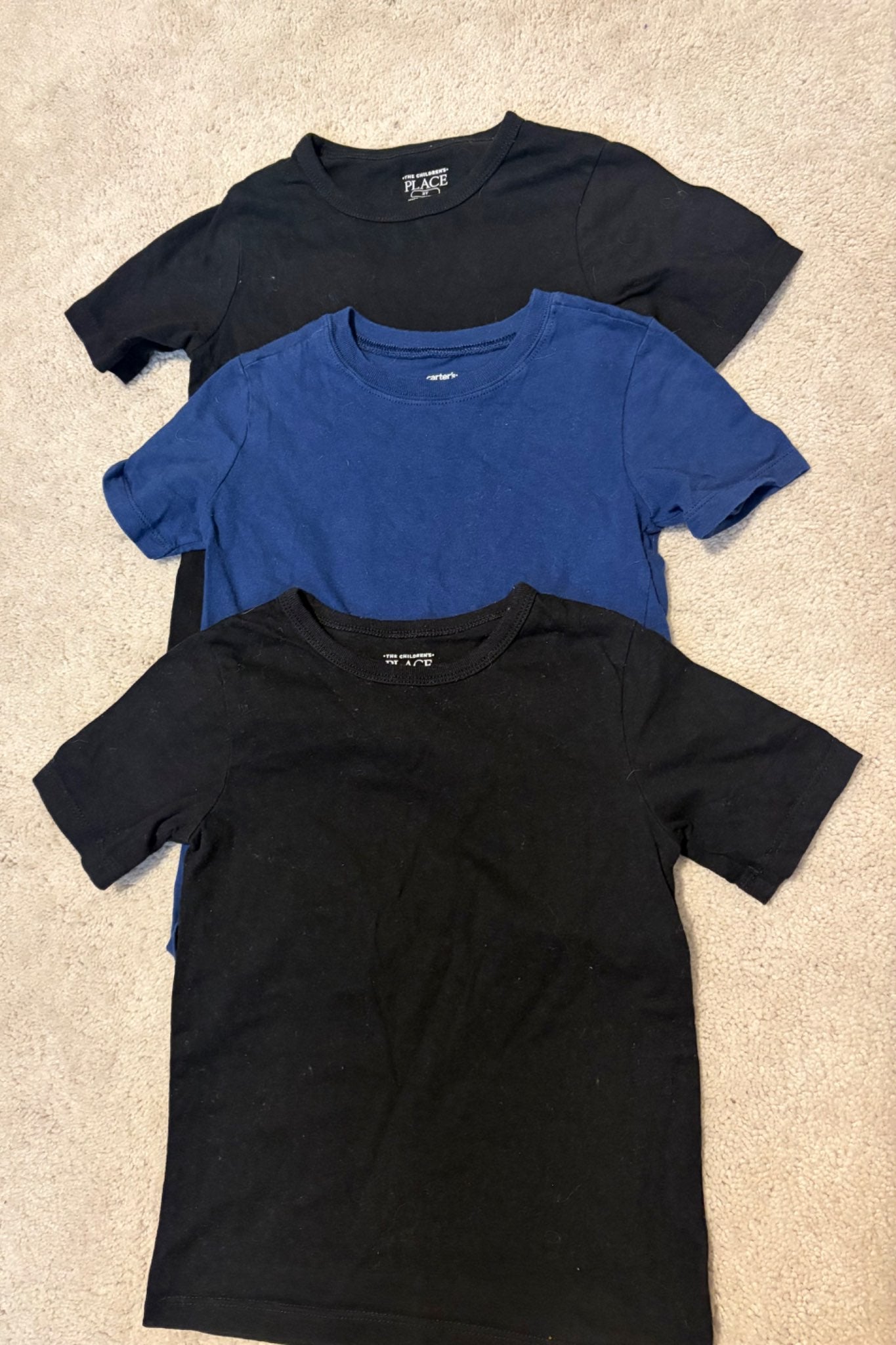 Solid Color Tshirt Bundle, Black, Navy, 3T, Kids 3T