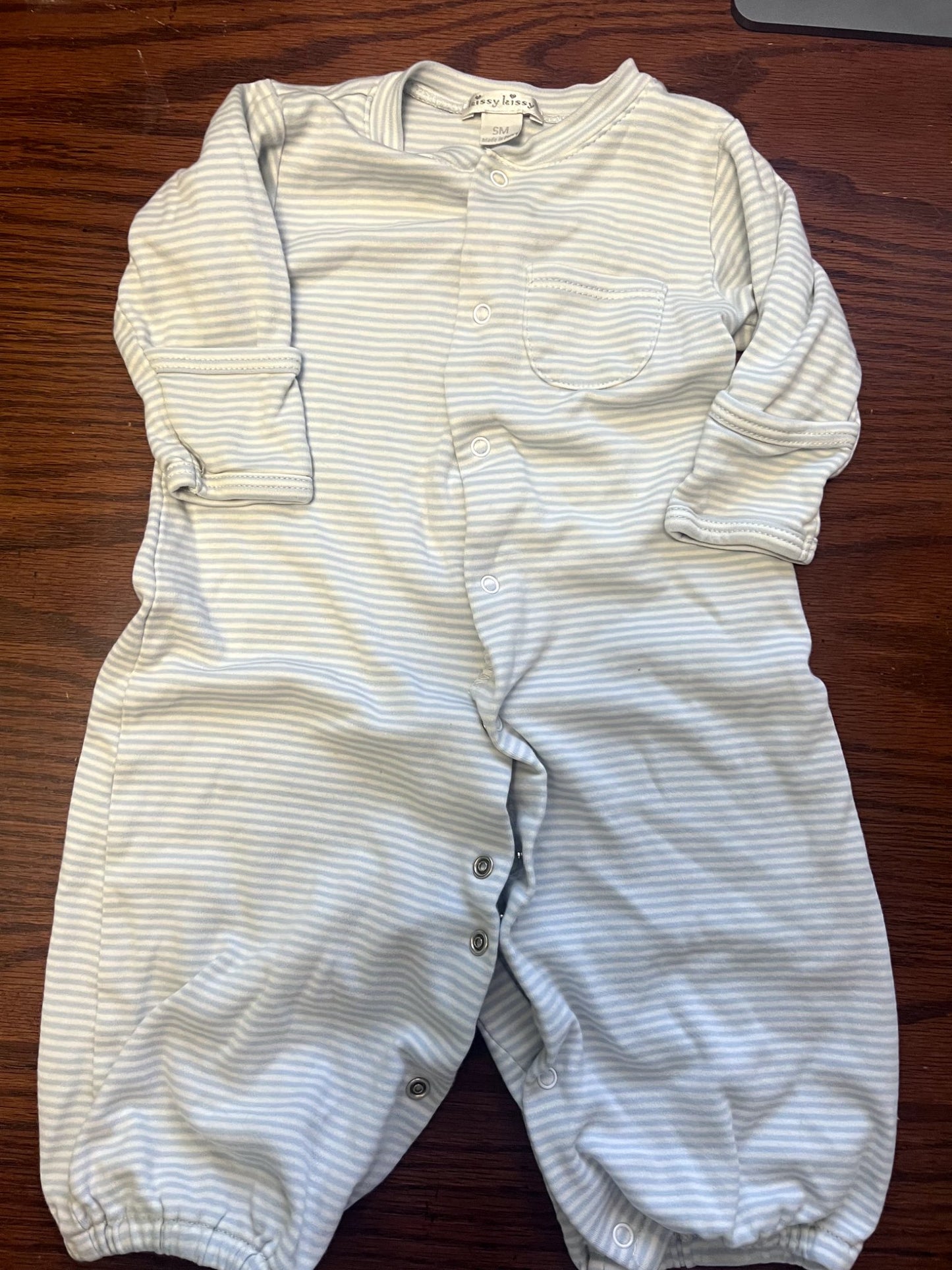 Kissy Kissy stripes onesie with optional mittens, Kids 6 Month (3-6M)