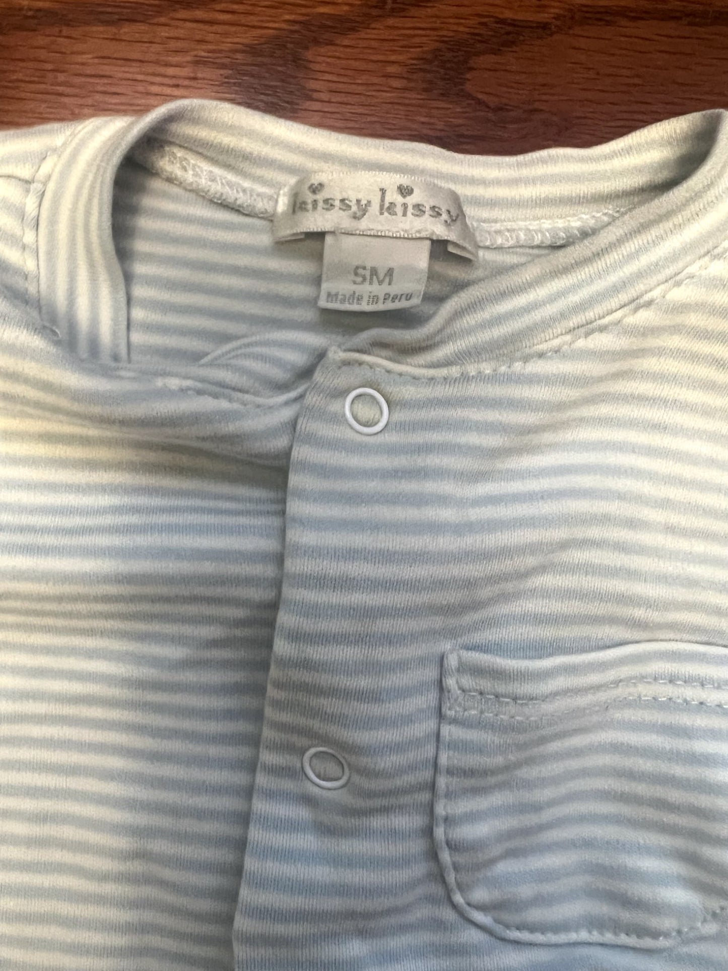 Kissy Kissy stripes onesie with optional mittens, Kids 6 Month (3-6M)