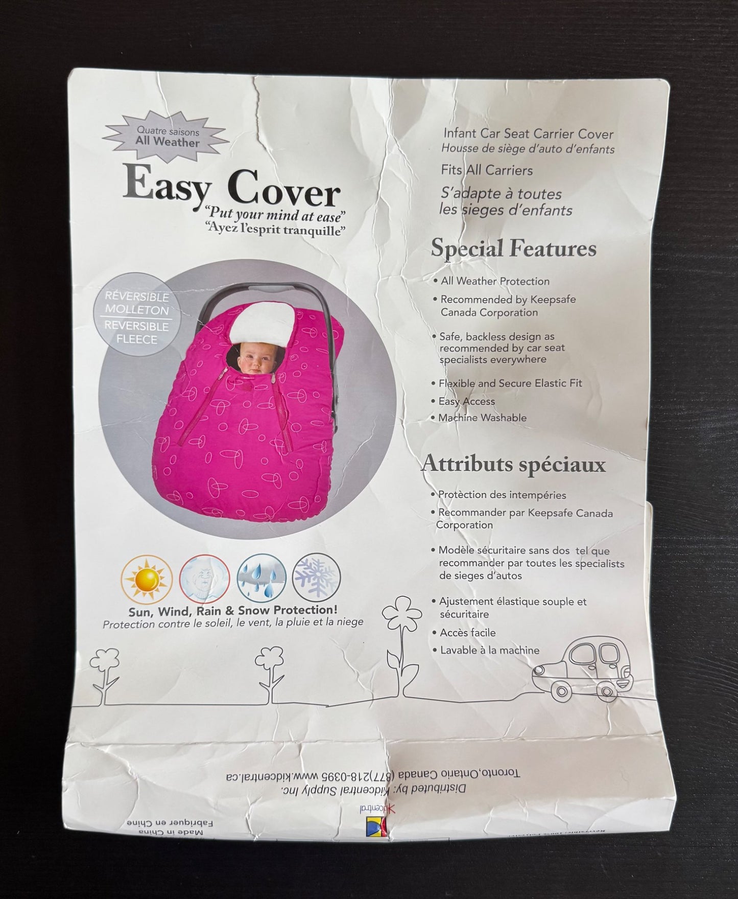Infant car seat cover, pink