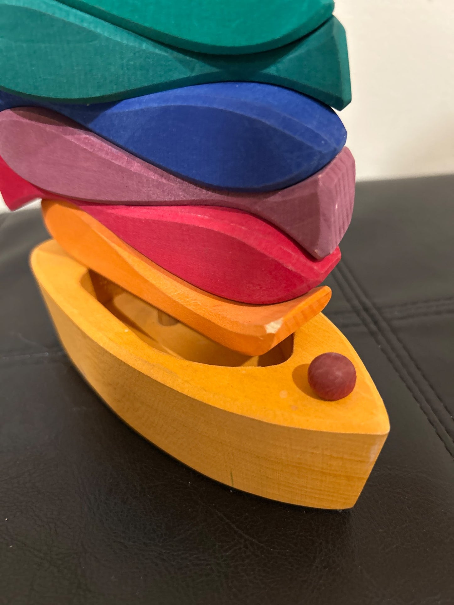 Wooden stacking boat puzzle