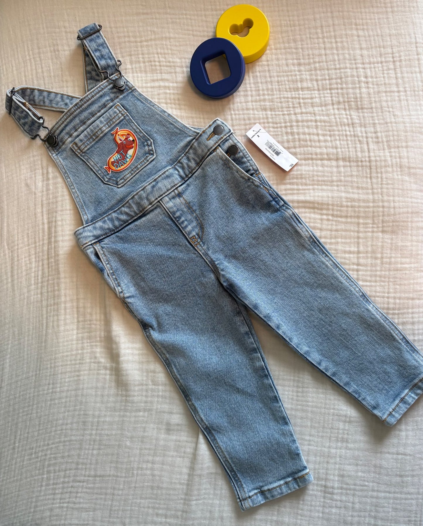 "Hot Dawg" Unisex 2T Denim Overalls *BNWT* , Kids 2T