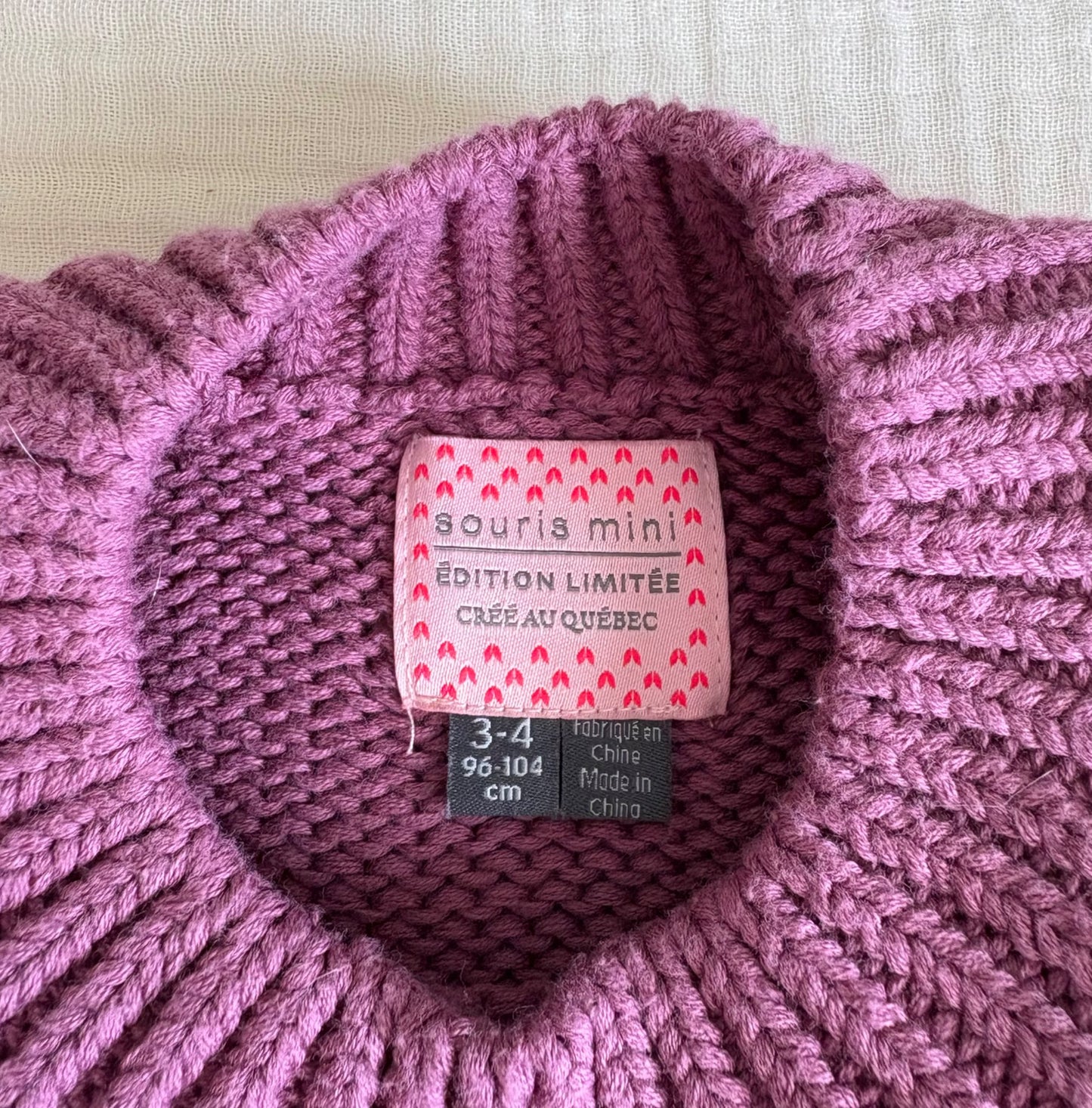 Souris Mini (French Canadian Brand) Size 3-4T Toddler Girls Purple Sweater (Purchase Price: $56), Kids 3T