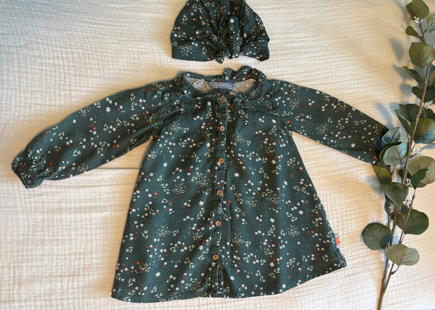Souris Mini (French Canadian Company) 18-24 Months Baby Girl Matching Hat and Long Sleeved Shirt Dress, Kids 24 Month (18-24M)