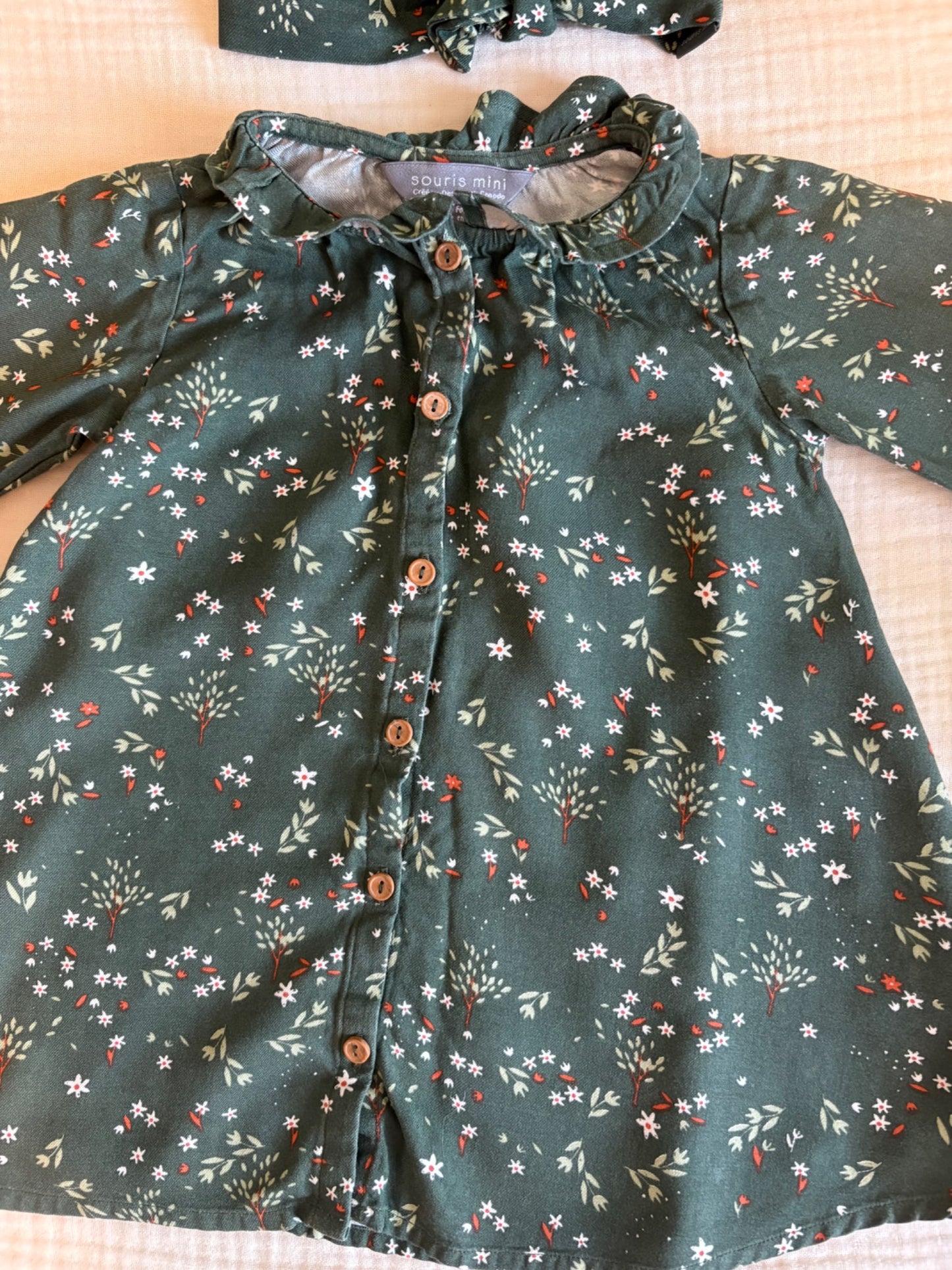 Souris Mini (French Canadian Company) 18-24 Months Baby Girl Matching Hat and Long Sleeved Shirt Dress, Kids 24 Month (18-24M)