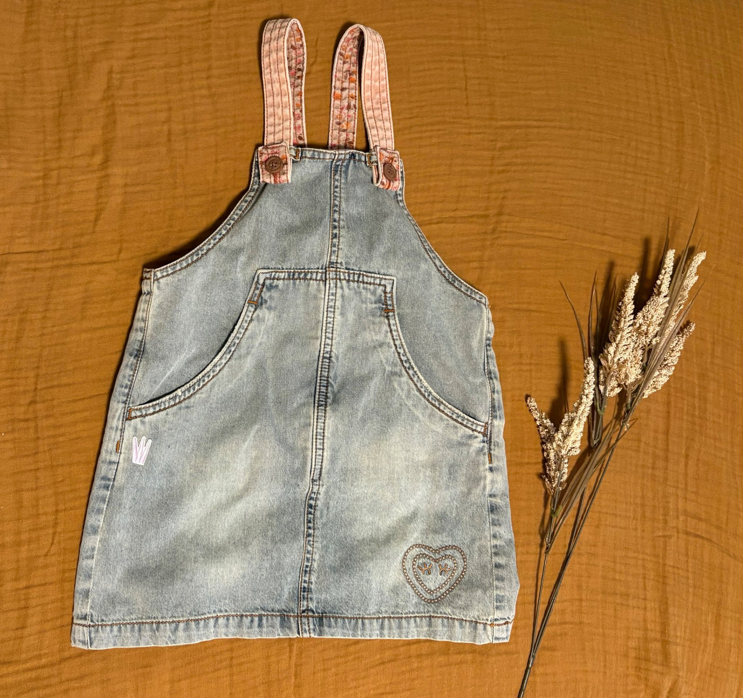 Souris Mini (French Canadian Company) 4T Toddler Girls Denim Style Jumper Dress , Kids 4/4T