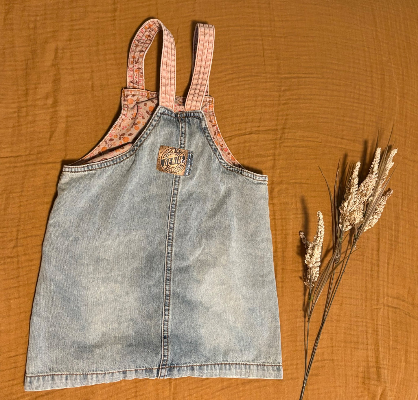 Souris Mini (French Canadian Company) 4T Toddler Girls Denim Style Jumper Dress , Kids 4/4T