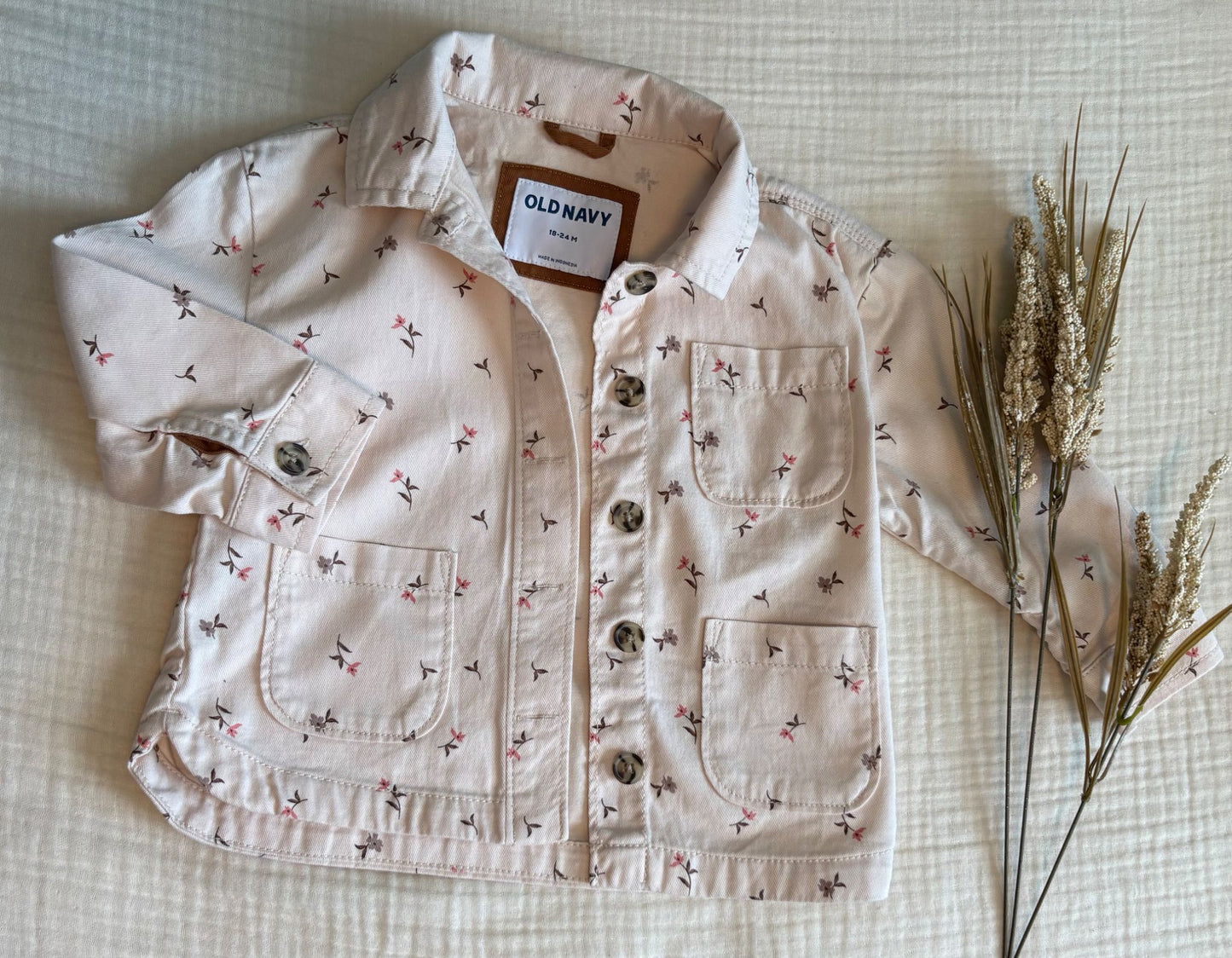 18-24 Months Baby Girl Button-up Flower Spring/Fall Shacket , Kids 24 Month (18-24M)