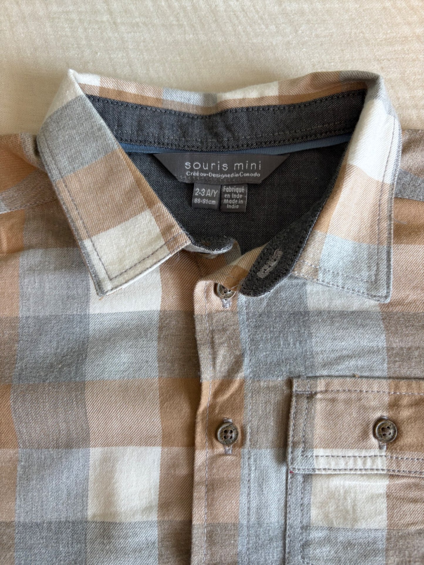 Souris Mini (French Canadian company) 2-3T Toddler Boys Button-up Long Sleeved Shirt (Purchase Price: $50), Kids 2T