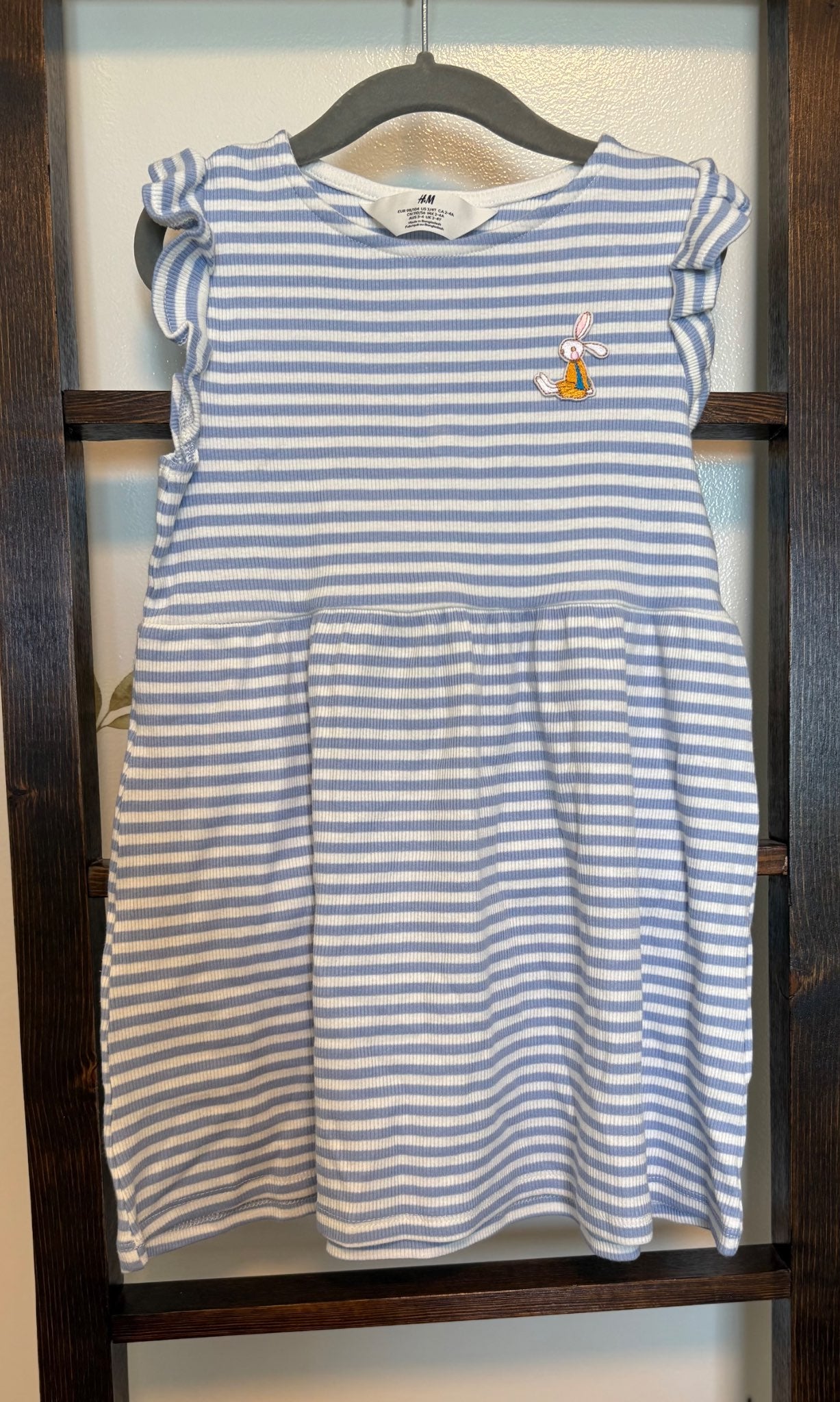 H&M 2-4T Toddler Girls Striped Bunny Dress (BNWOT), Kids 2T