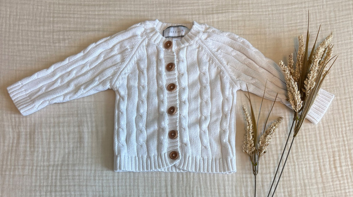 Jake and Jill (Canadian company) 6-12 Months Unisex Baby Cable Knit Button-up Sweater , Kids 9 Month (6-9M)