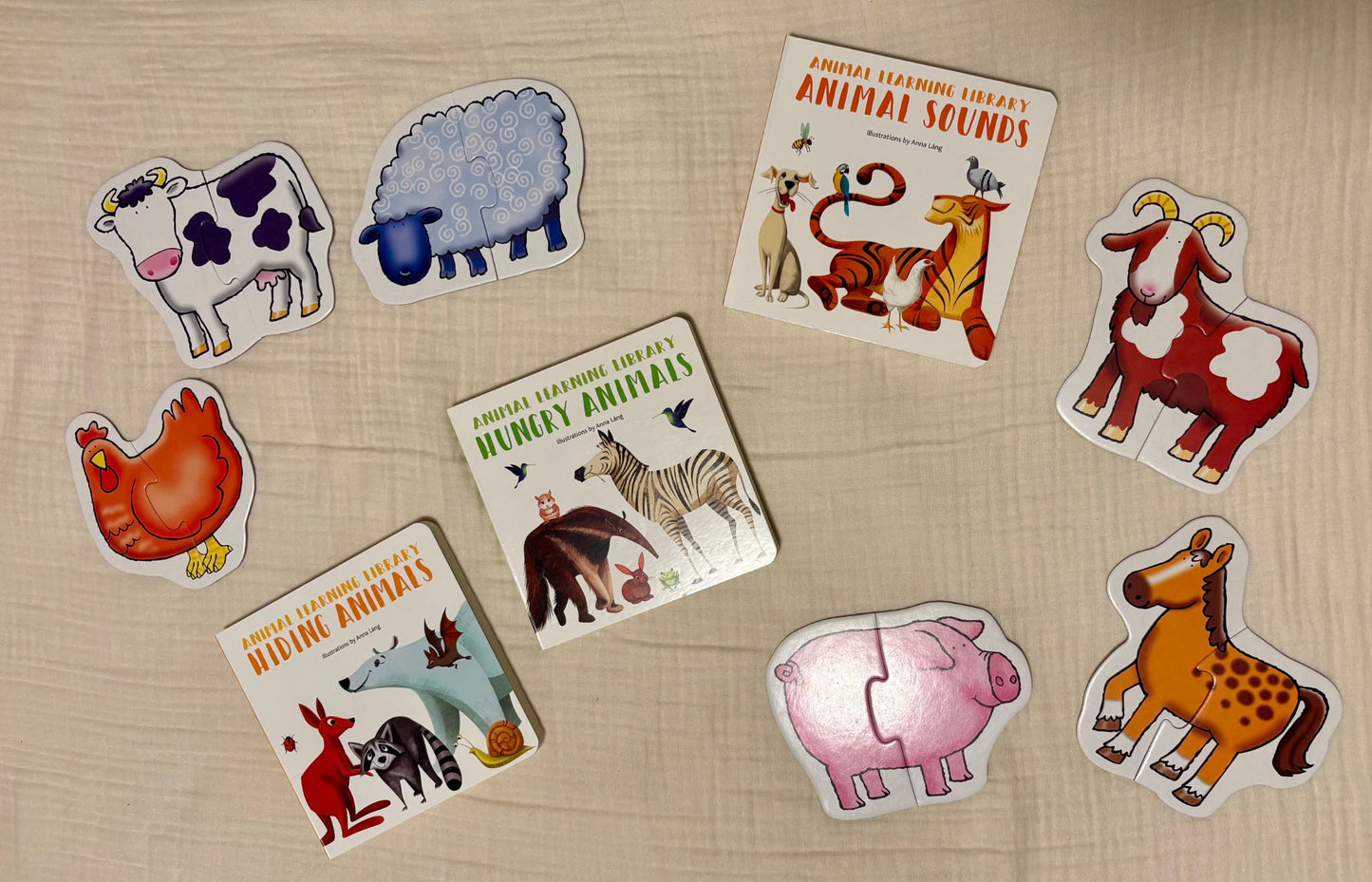 Animal Learning Library Books and Puzzle Set