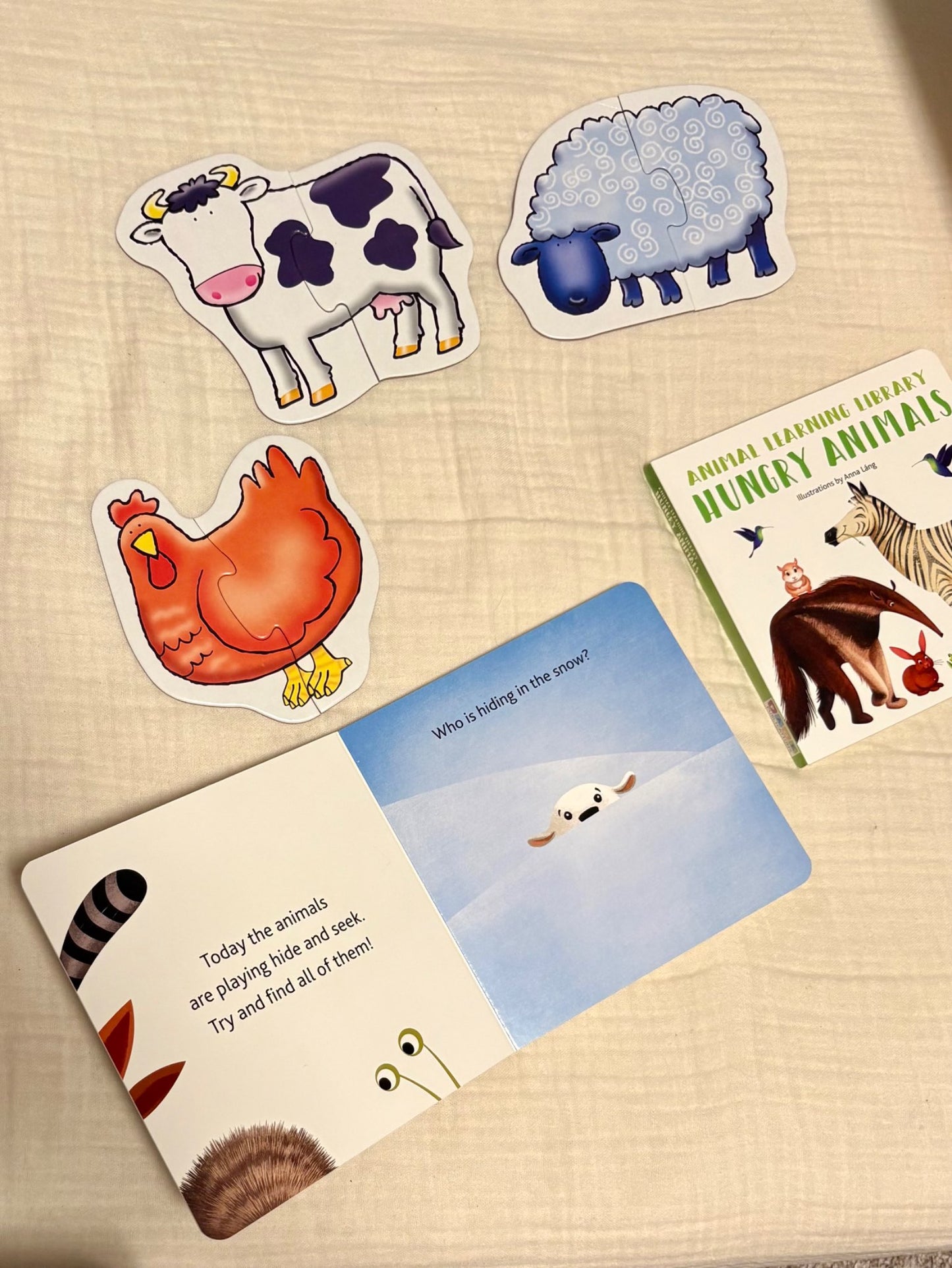 Animal Learning Library Books and Puzzle Set