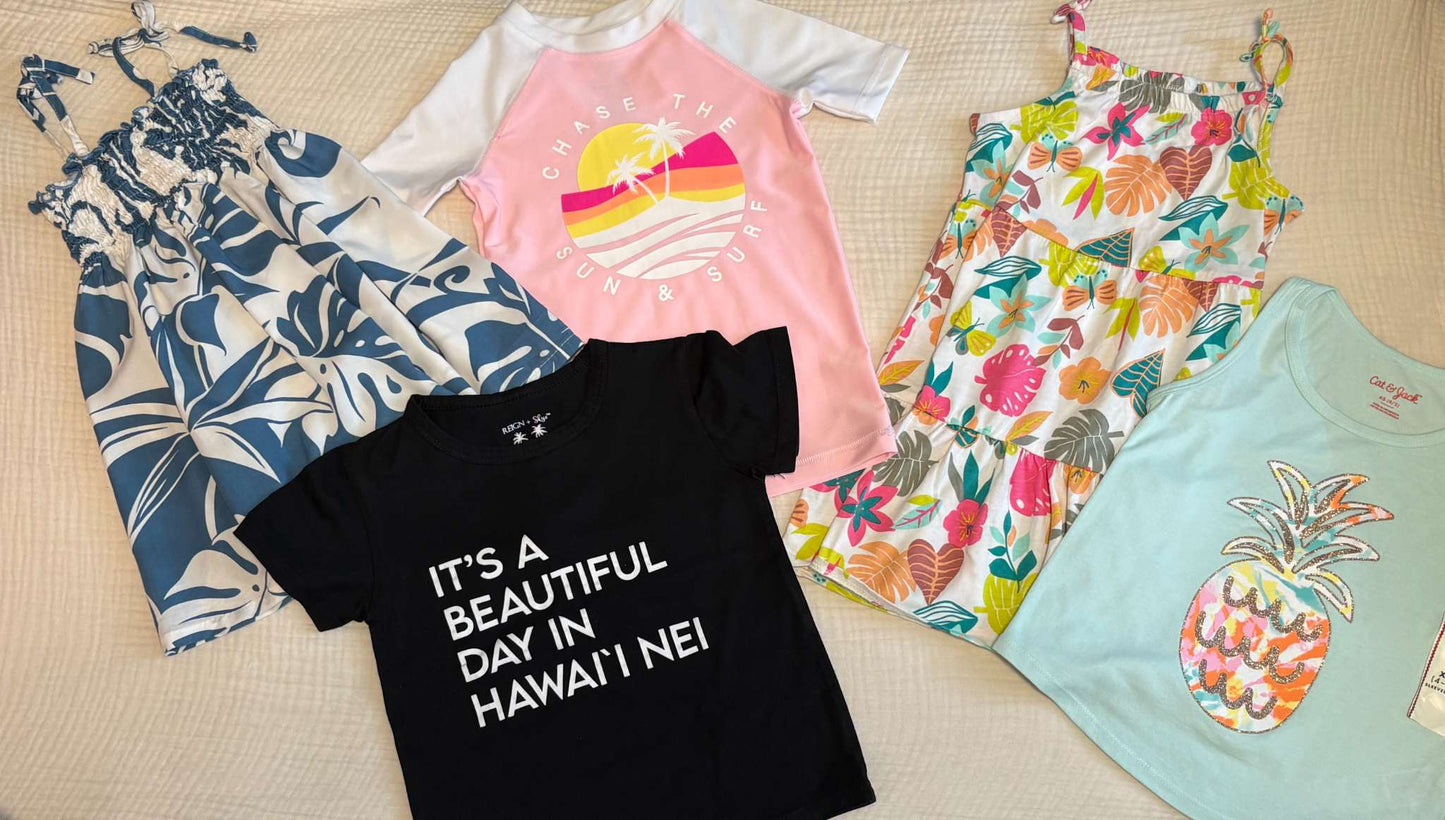 Girls Size 4 Hawaii Themed Summer Bundle (5 Items, Purchased in Hawaii) , Kids 4/4T