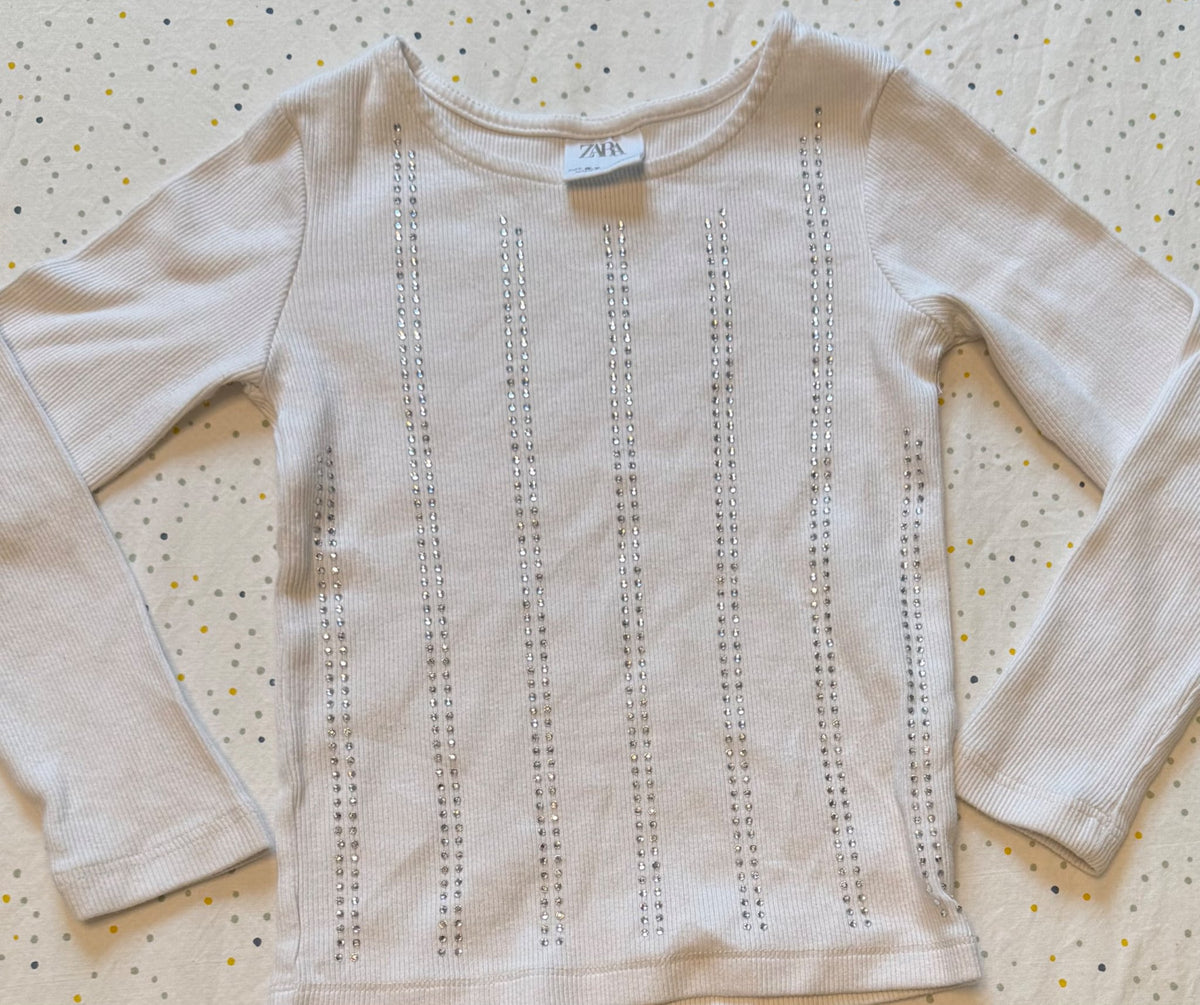 Zara 6-7 Years Girls Long Sleeved Ribbed Shirts (x2) , Kids 6/6X