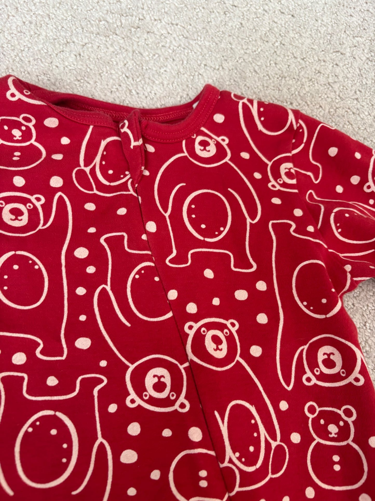 Kite - red onesie pajamas with bears, 18-24m, Kids 24 Month (18-24M)