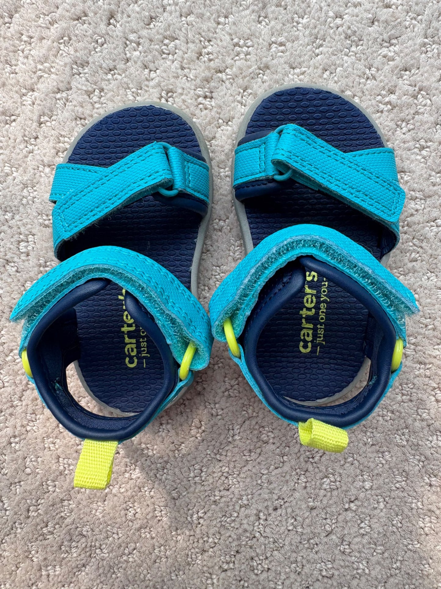 Carter’s - teal Velcro sandals, size 3, retail $35, Shoes 3 (Baby: 0-12 mth)