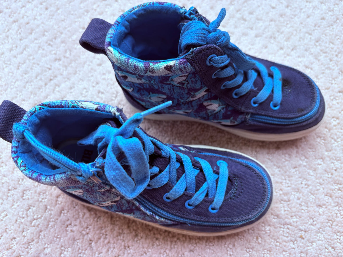 Billy - blue shark high tops with wrap around zipper, size 9, retail $80, Shoes 9 (Toddler:2-4yr)