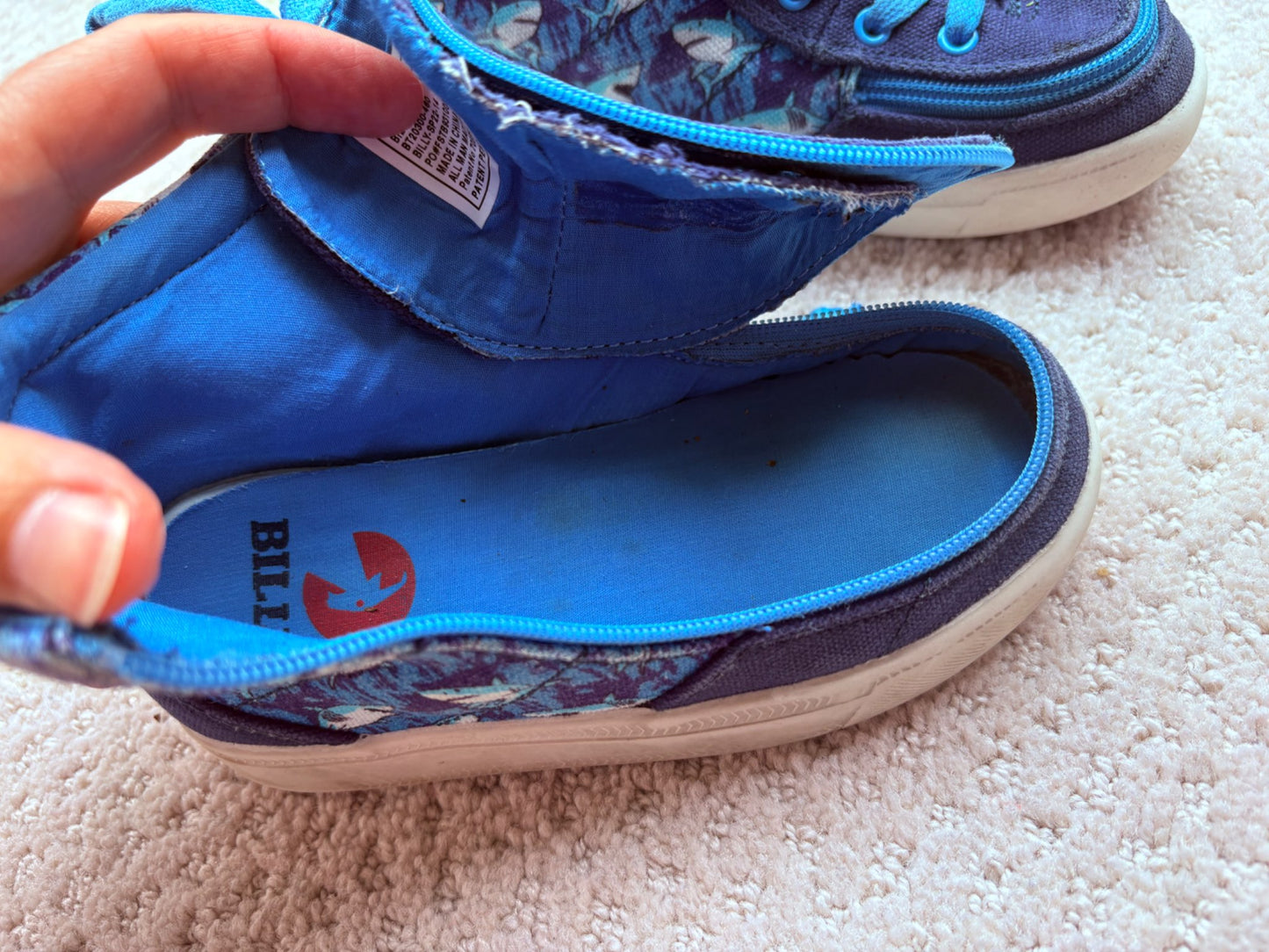Billy - blue shark high tops with wrap around zipper, size 9, retail $80, Shoes 9 (Toddler:2-4yr)