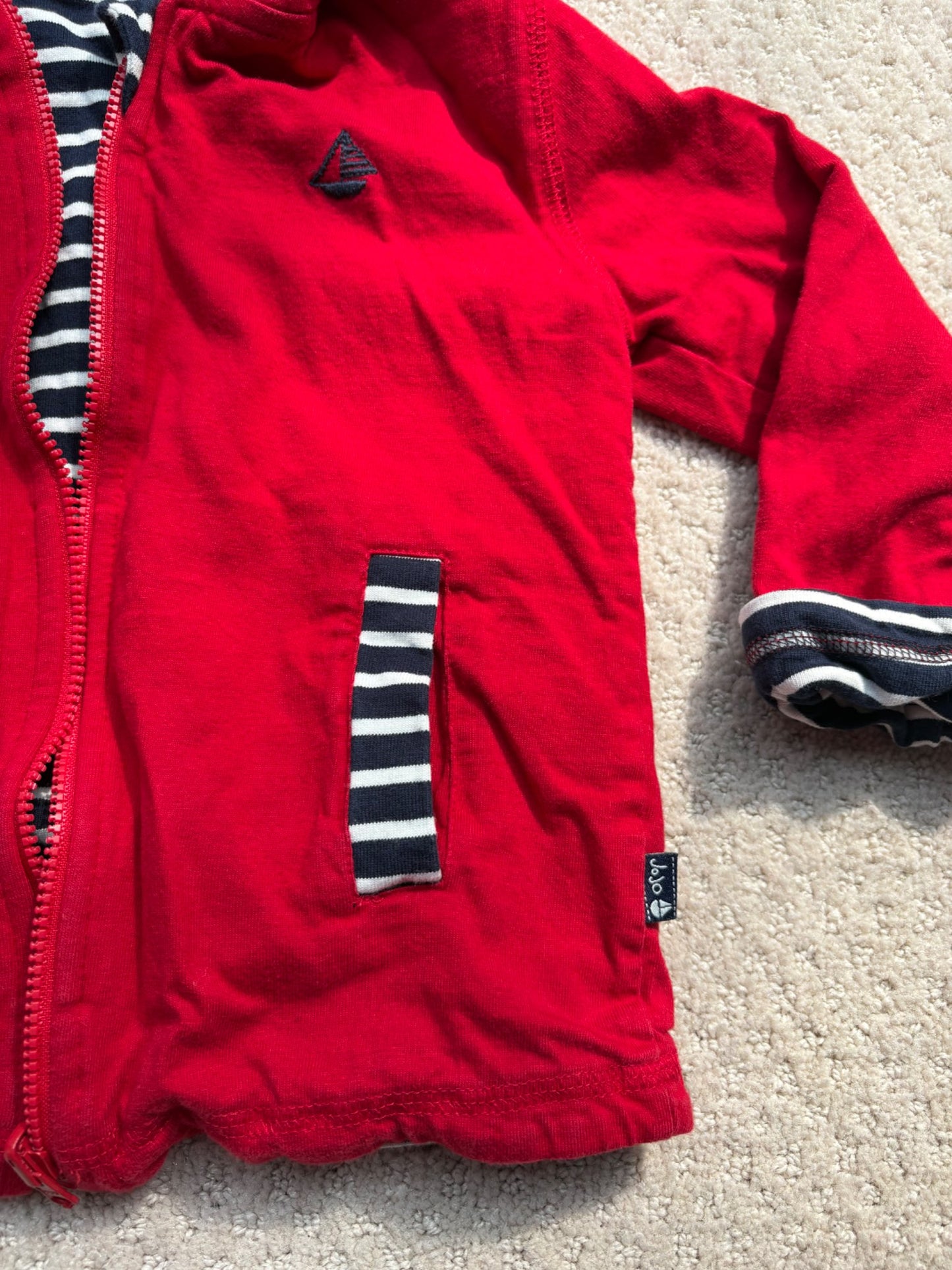 UK 🇬🇧 brand - reversible red / navy and white stripe jacket, 2-3 years, Kids 2T
