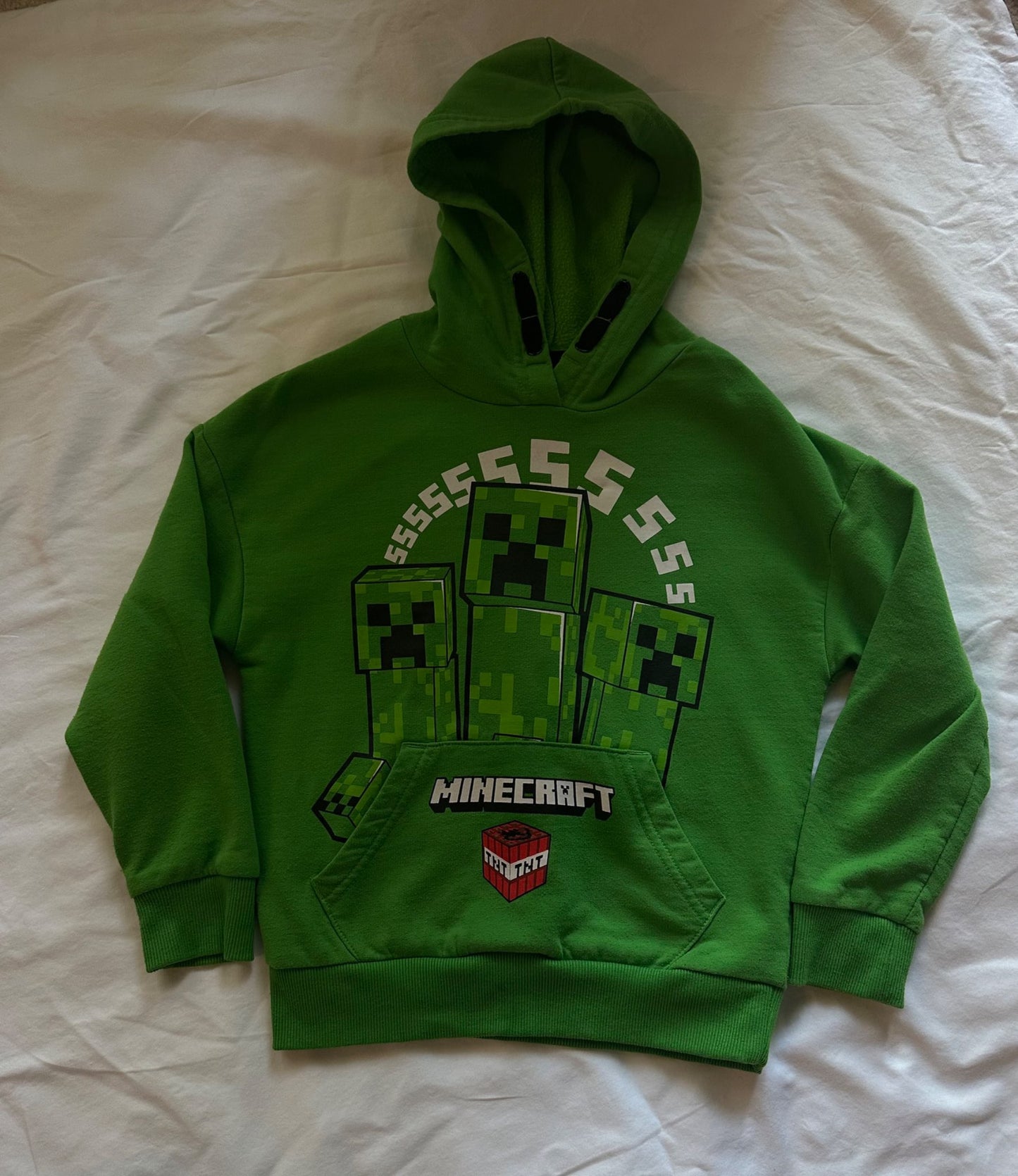 Green Minecraft hoodie, Kids 6/6X (extra small)