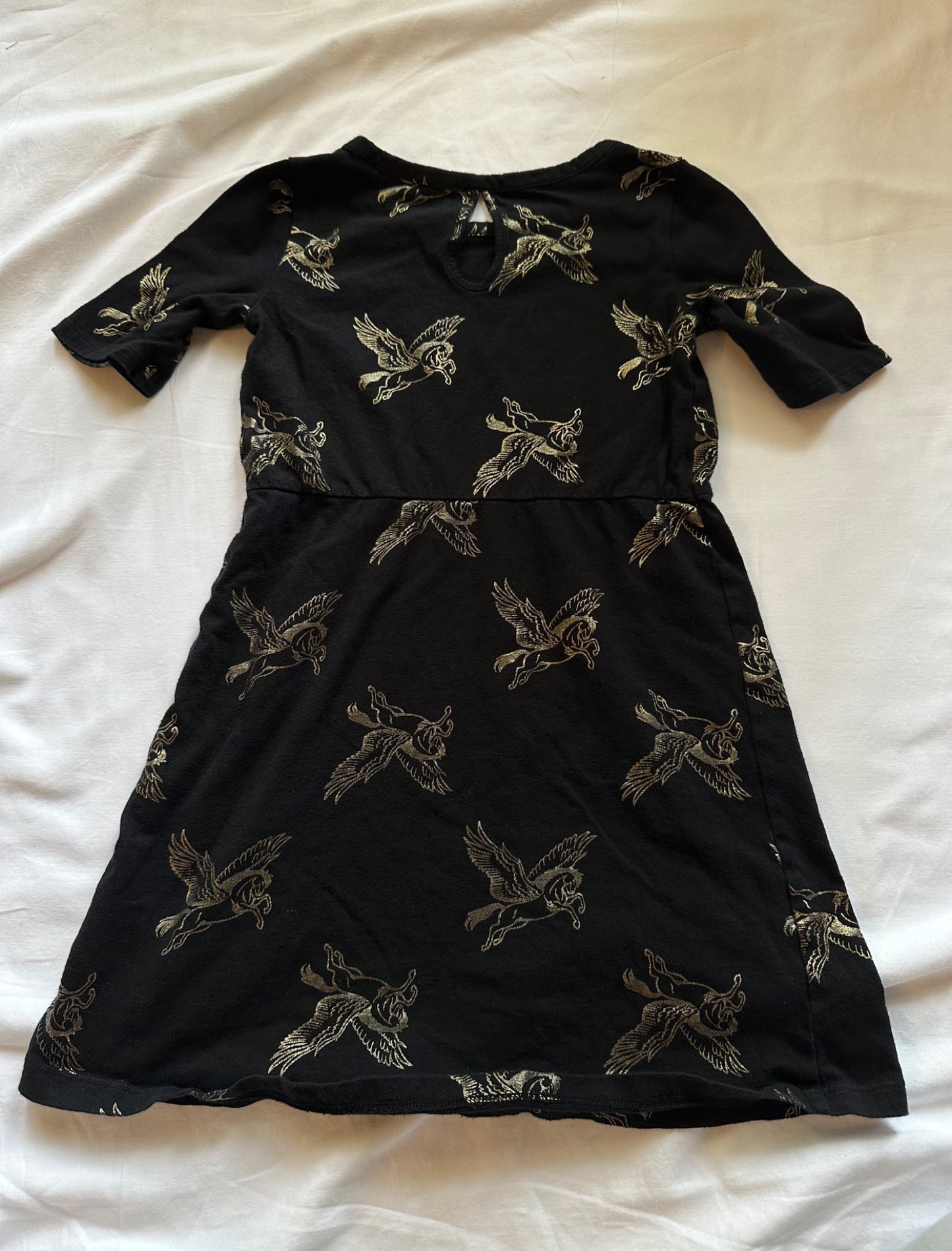 Black dress with gold Pegasus horses, Kids 5/5T
