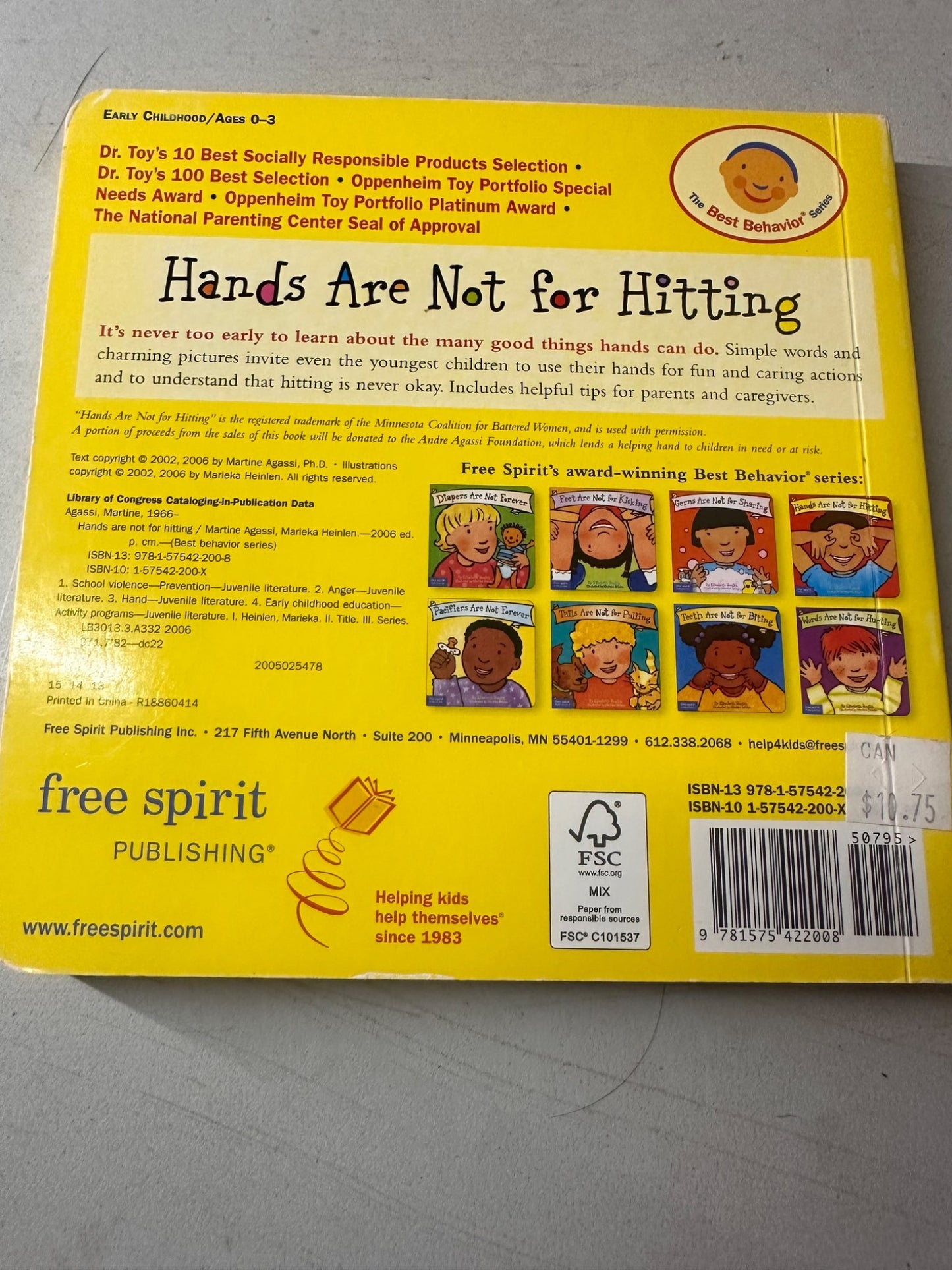 Hands are not for hitting board book