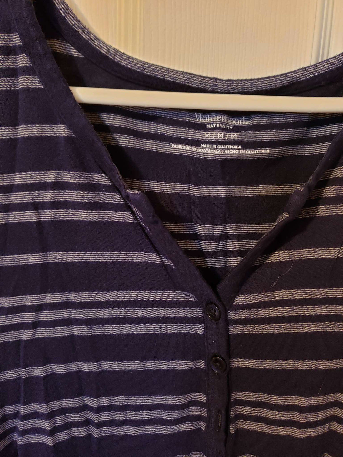 Medium blue striped mat top , Maternity M (8-10)