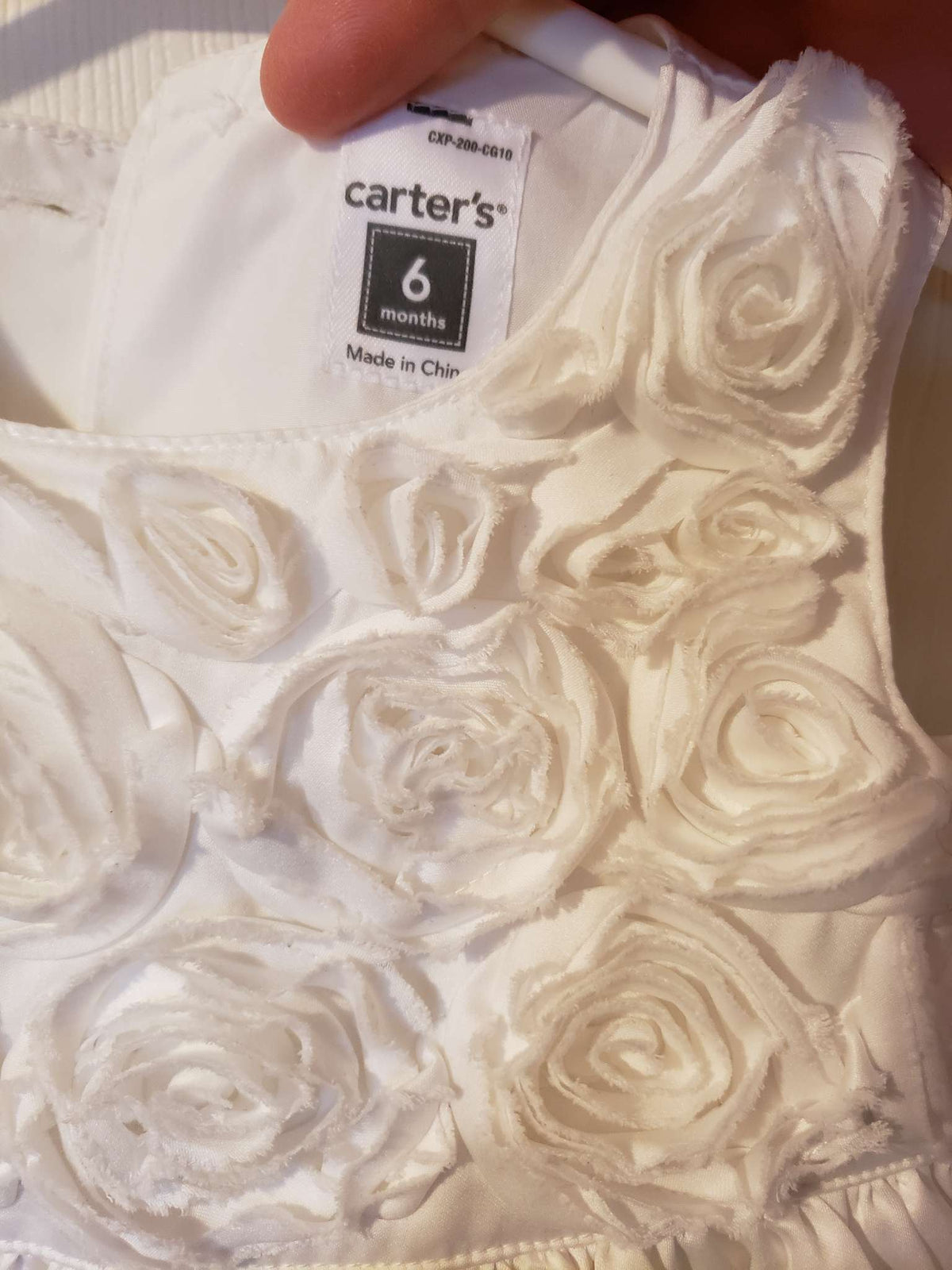 6mo white flower satin dress, Kids 6 Month (3-6M)