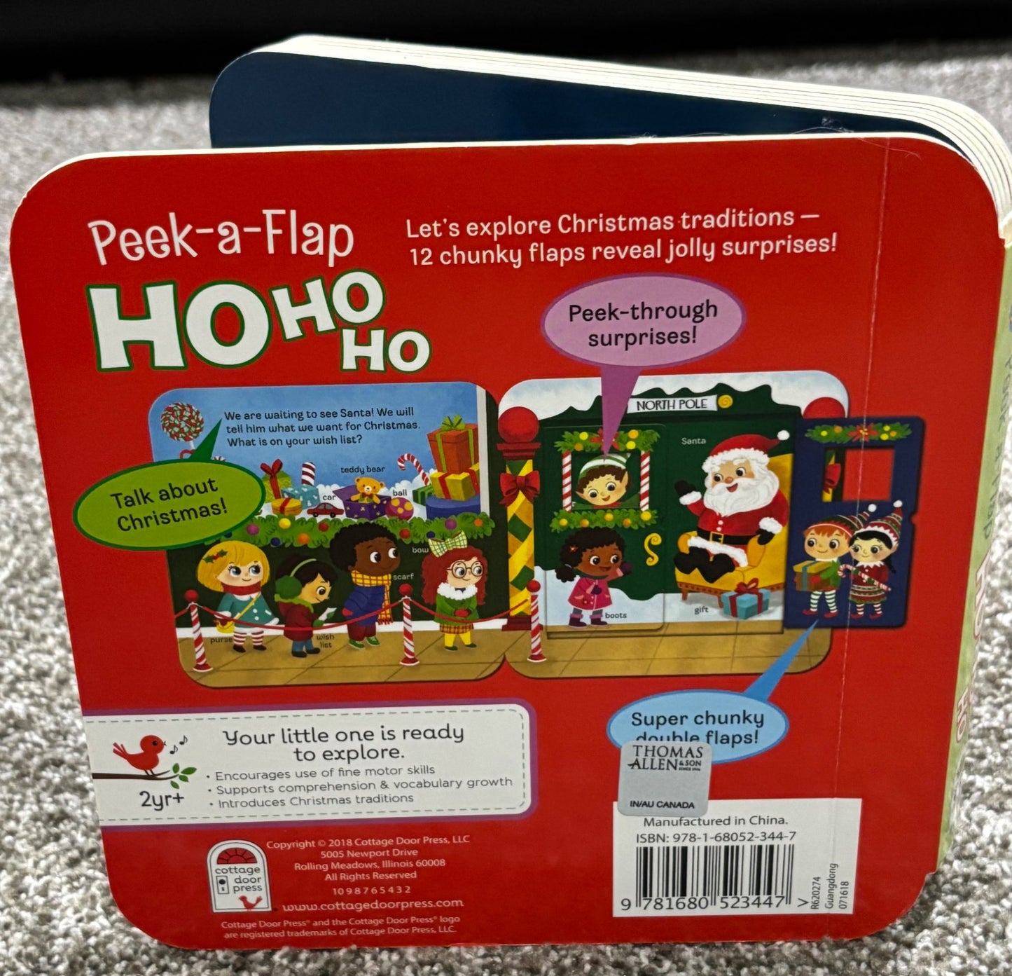 NEW Ho-Ho-Ho peek-a-flap board book - Retail $13.99