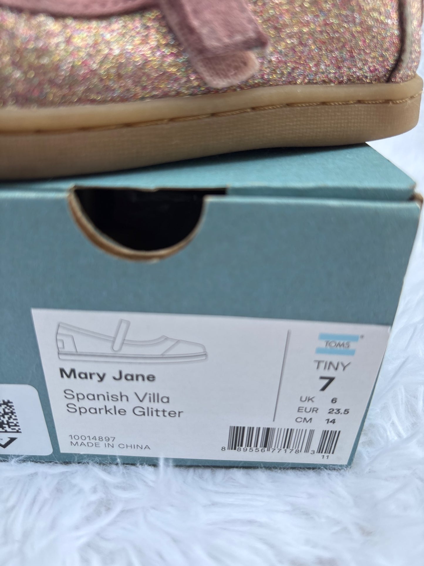 TOMS “Mary Jane Sparkle Glitter” girls’ shoes, 7T, Shoes 7 (Walkers:12-24 mth)