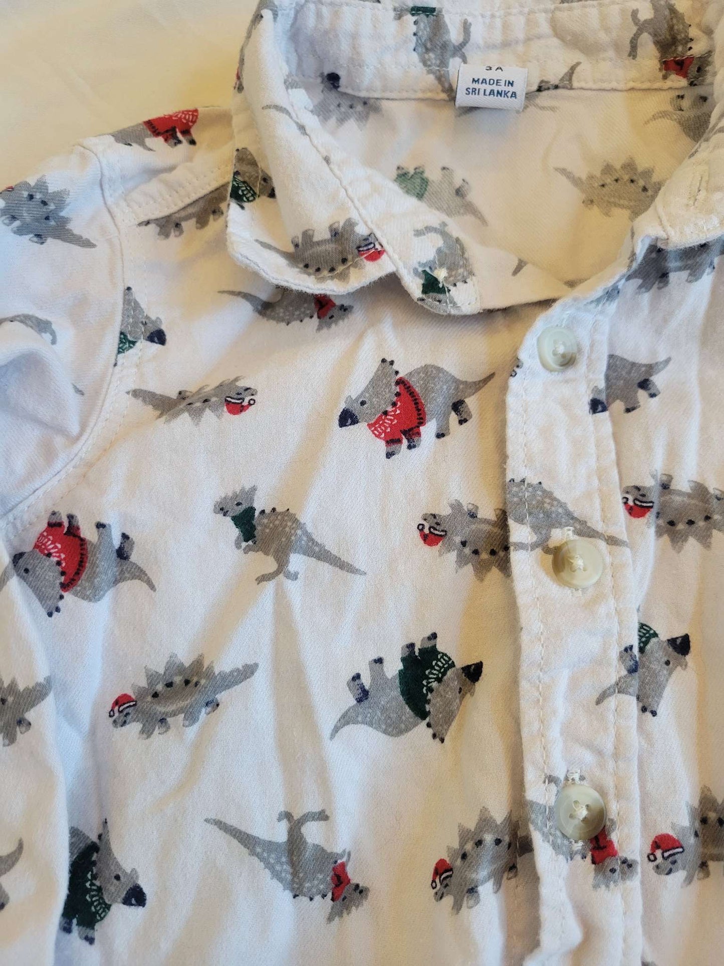 Dinosaurs Wearing Christmas Sweaters - Button Up Shirt (3T), Kids 3T