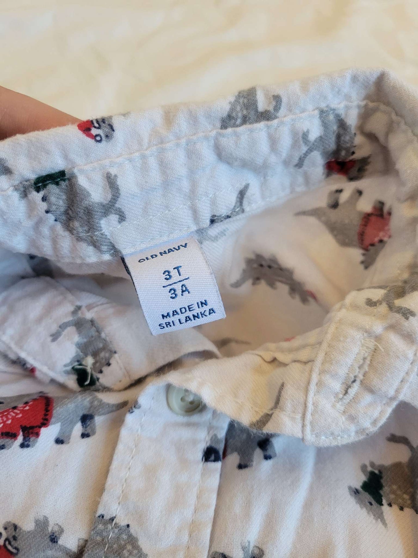 Dinosaurs Wearing Christmas Sweaters - Button Up Shirt (3T), Kids 3T