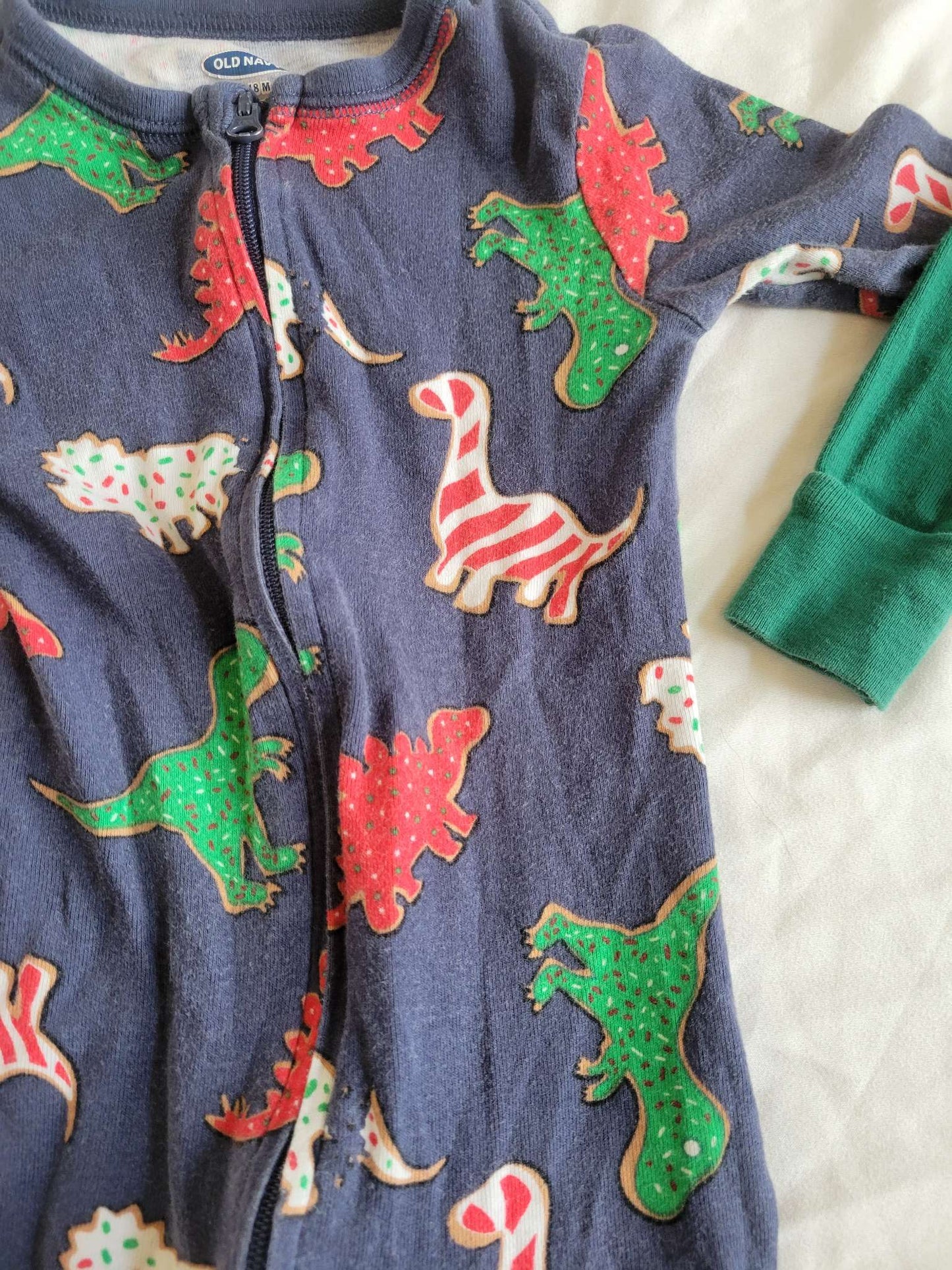 Christmas Pjs - "Dino Cookies" and Elf Zipper Sleepers (12-18 Months) , Kids 18 Month (12-18M)
