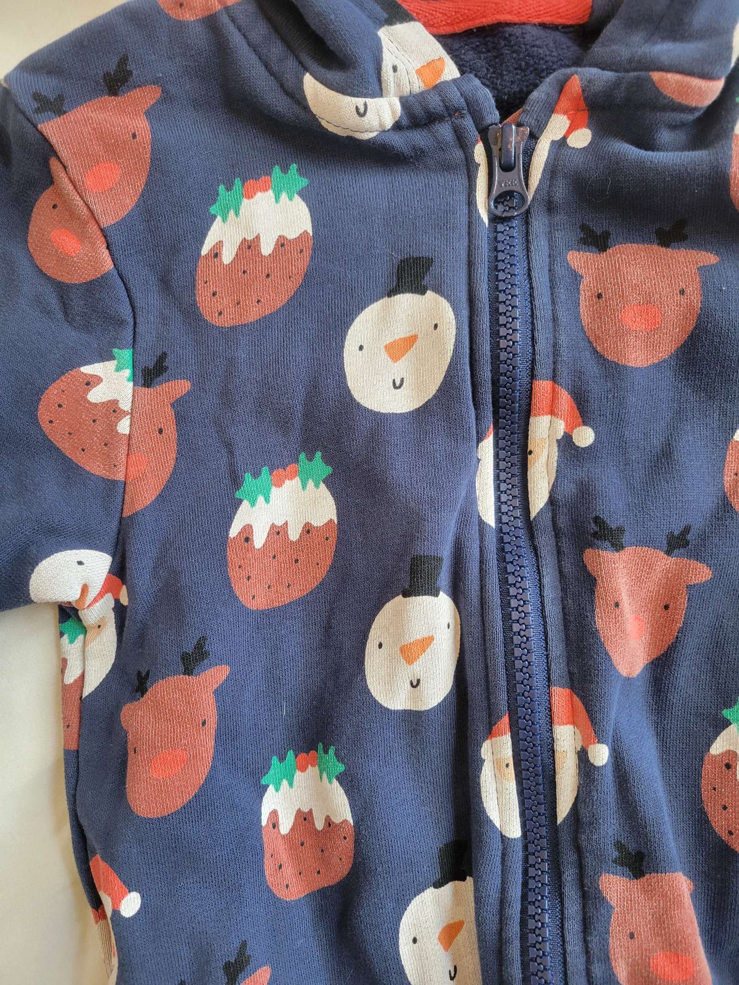 Hooded Christmas Romper (Size 3/4) [Snowman, Santa, Reindeer, Christmas Pudding), Kids 3T