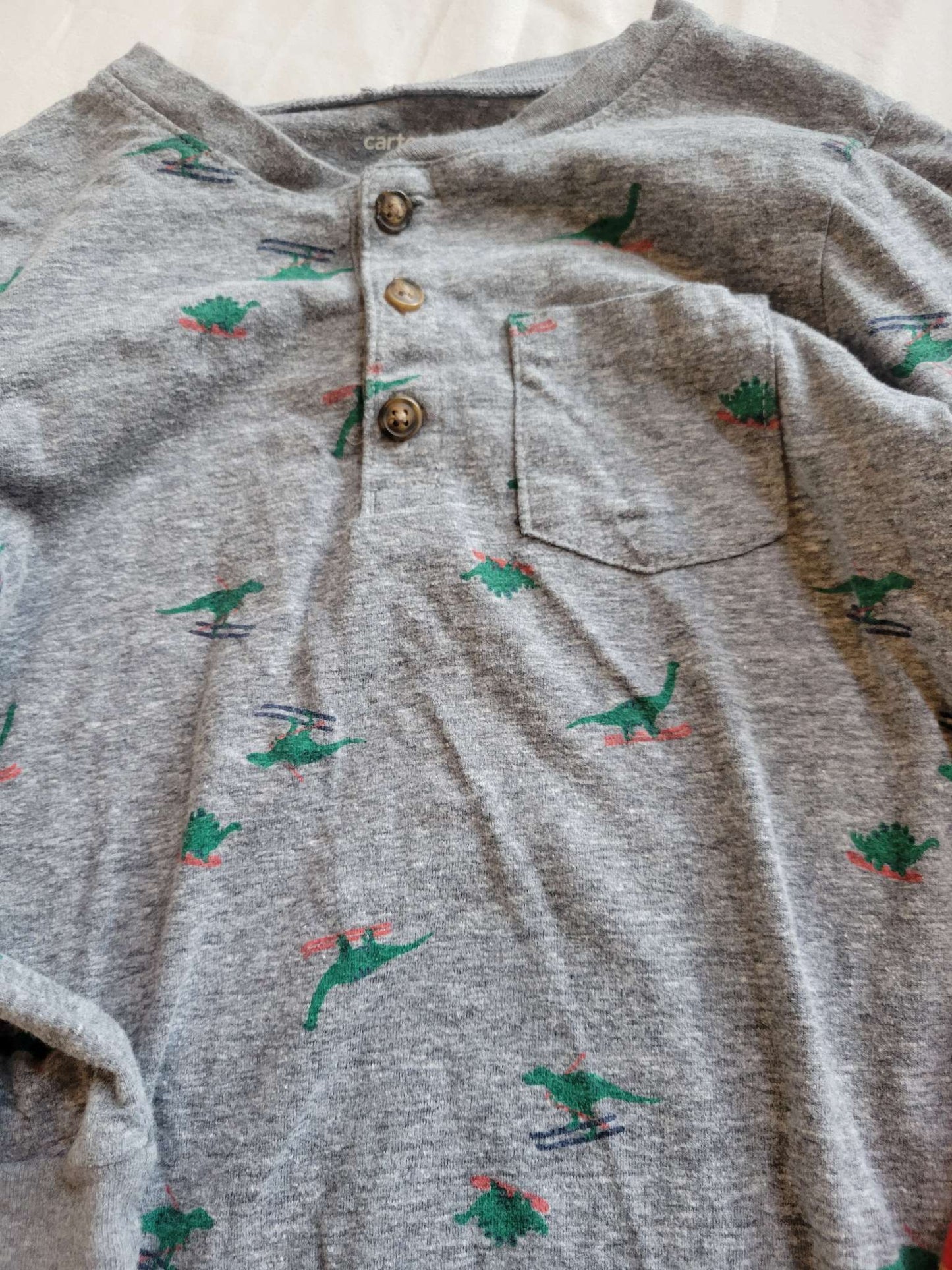 Three Christmas Shirts (4T) - Reindeers, Dinos on Skis & Feliz Navidad, Kids 3T