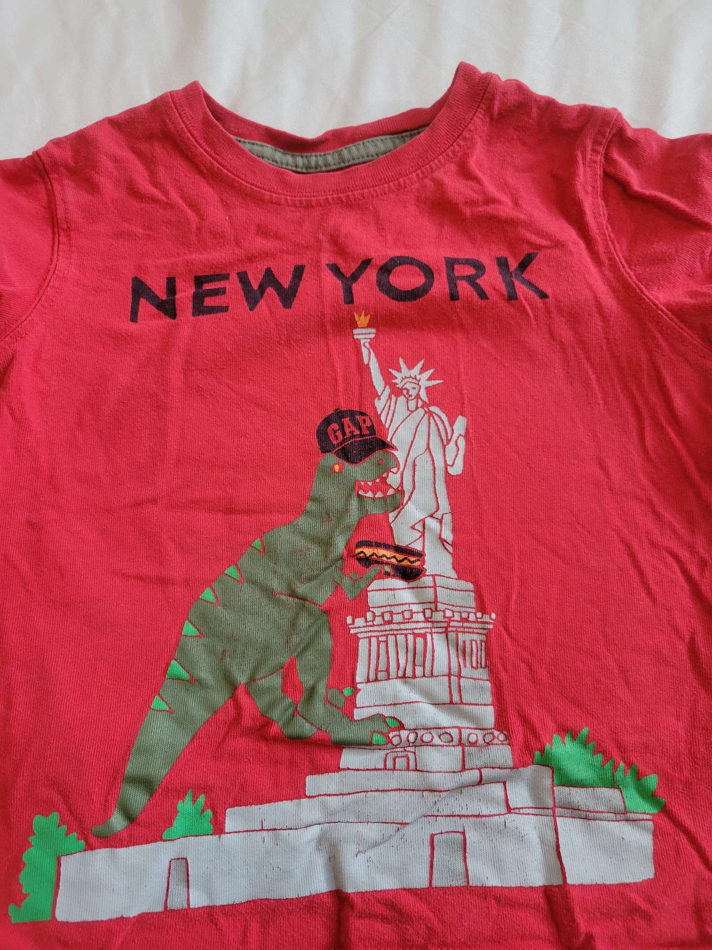 3 Short Sleeve Tshirts - Red Dino, Crocodile Pirate and Free Hugs - EUC , Kids 3T