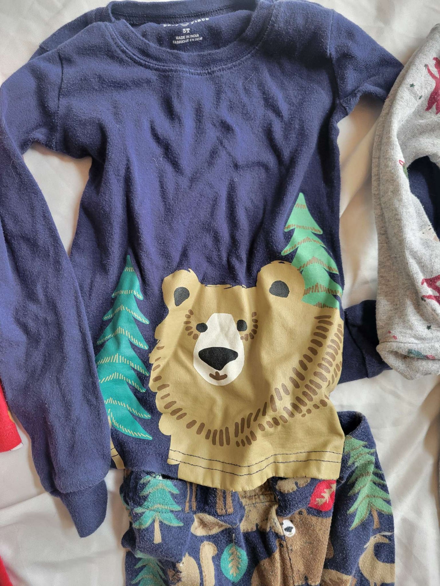 3 Pjs - Red Cookies & Milk, Bear/Woodland Animals & Dinos/Space - 3T, Kids 3T