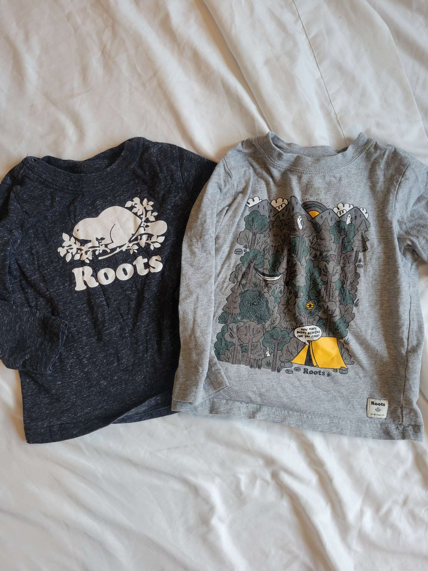 2 Roots Long sleeve - Dark Gray Beaver & Gray Forest (3T) , Kids 3T