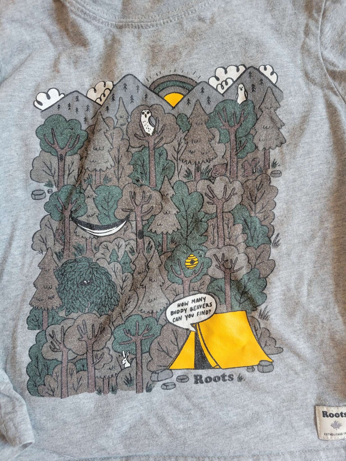2 Roots Long sleeve - Dark Gray Beaver & Gray Forest (3T) , Kids 3T
