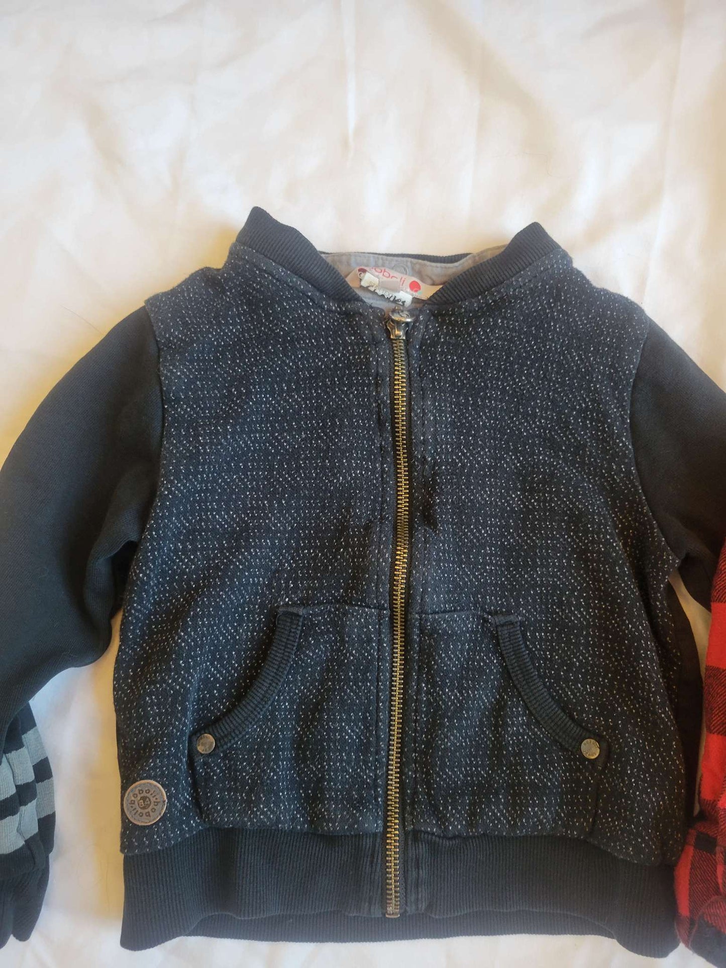 2 Shirts - Black Zip-up & Black/Red Plaid - 3T , Kids 3T