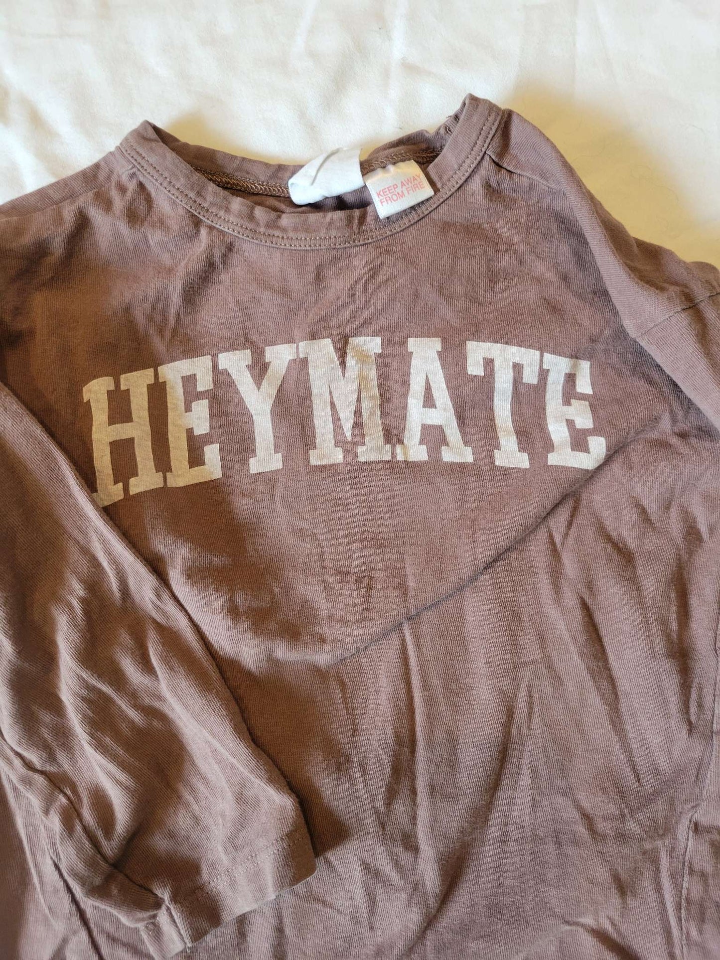 2 Long Sleeves - Zara "Hey Mate" and "White with brown Sleeves" Size 2/3, Kids 2T