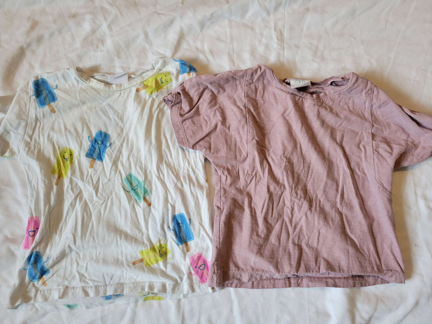 2 Zara T-Shirts - Popsicles (2/3) and Pink (2/3), Kids 2T