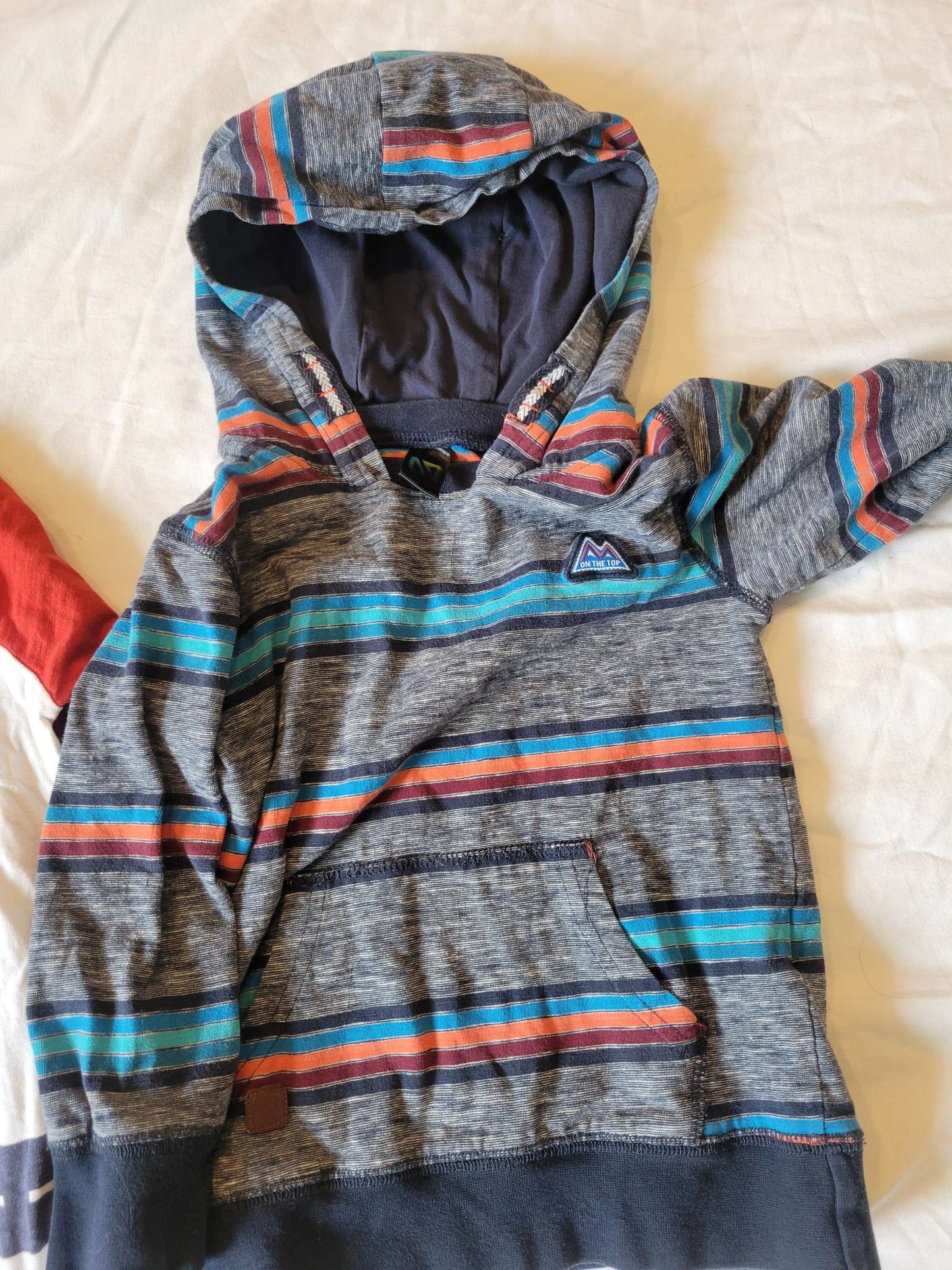3 Long Sleeves - Green w/Cars, Red Sleeves #2 and Gray with Stripes (2/3), Kids 2T