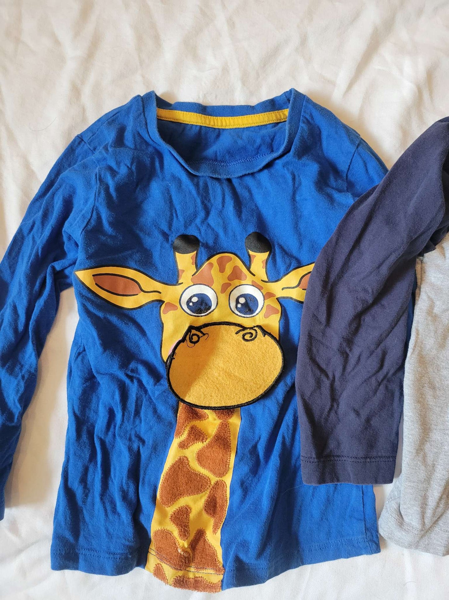 3 Long Sleeves - Blue Giraffe (Interactive), Dog Astronaut and Blue Striped Sweatshirt (Size 2/3) , Kids 2T