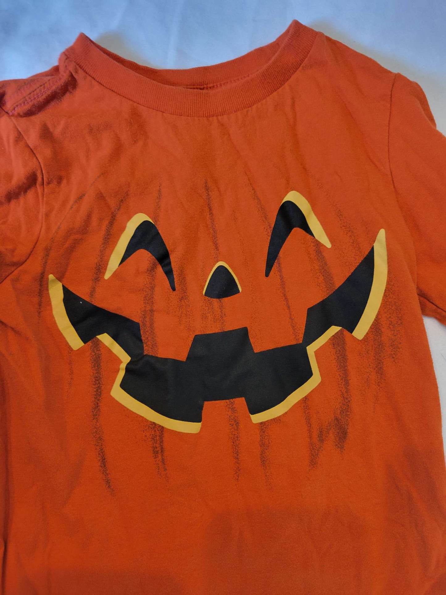 2 Long Sleeve Holidays - White Christmas Trees & Orange Pumpkin Shirt , Kids 24 Month (18-24M)